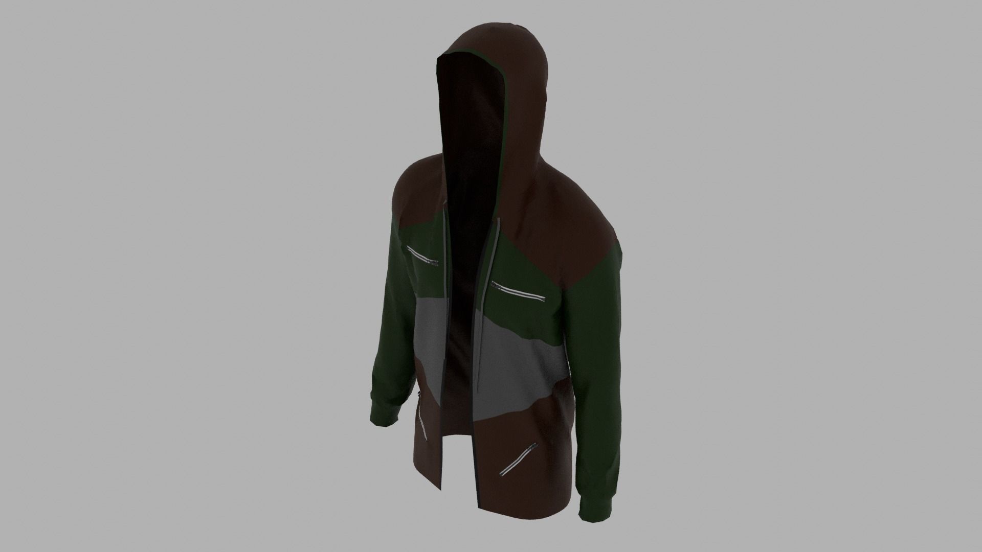 Hoodie mannequin wearing jacket Low-poly 3D model_6