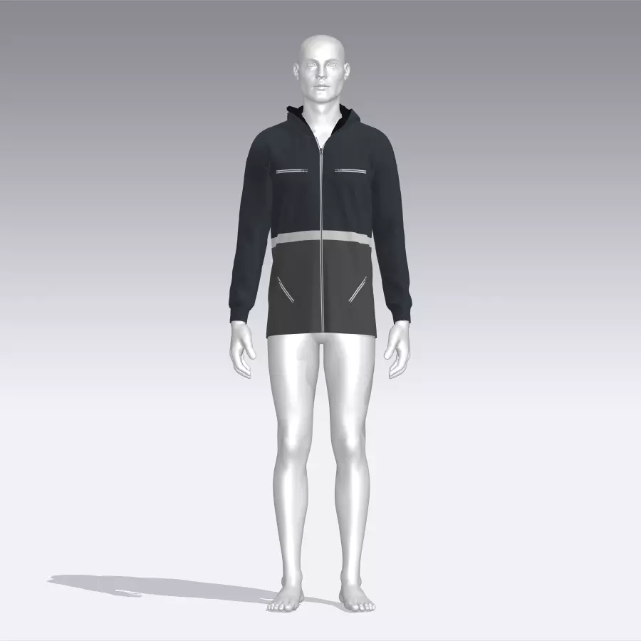 Hoodie mannequin wearing jacket Low-poly 3D model_0