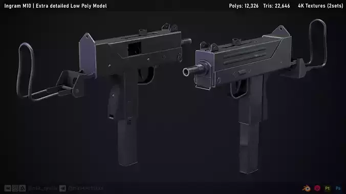 Low-poly Ingram Mac10