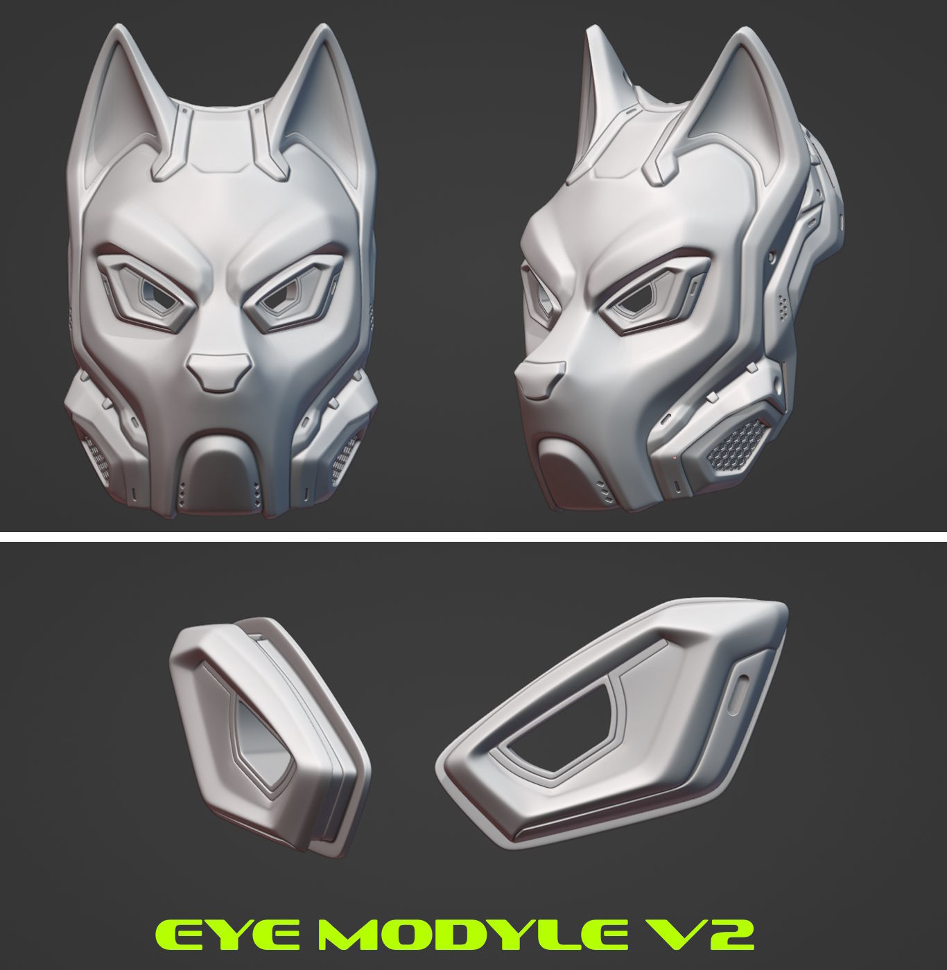 Evo Dog v2 - cosplay mask- digital stl file for 3D-printing 3D print model_7