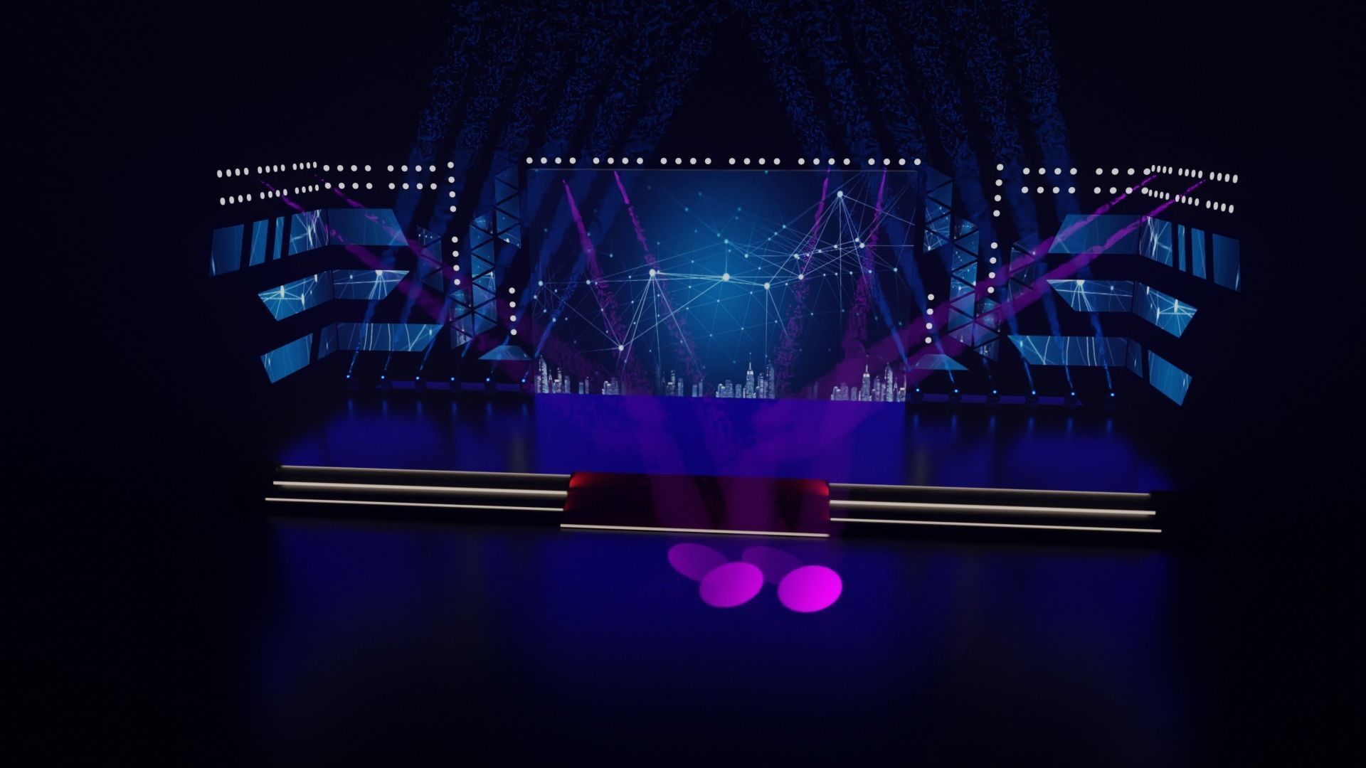 Stage model 3D with lights 3D model_25