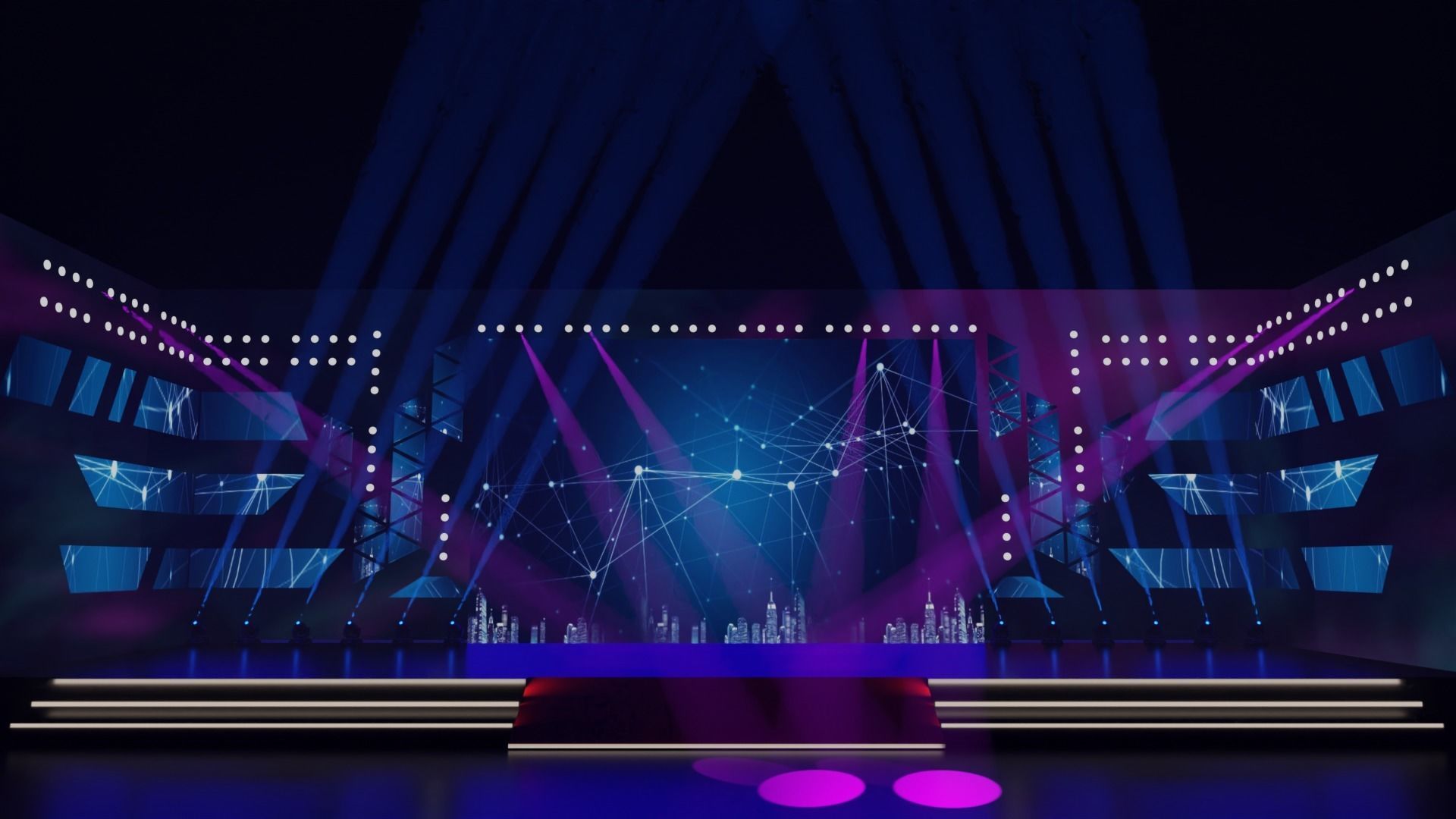 Stage model 3D with lights 3D model_1