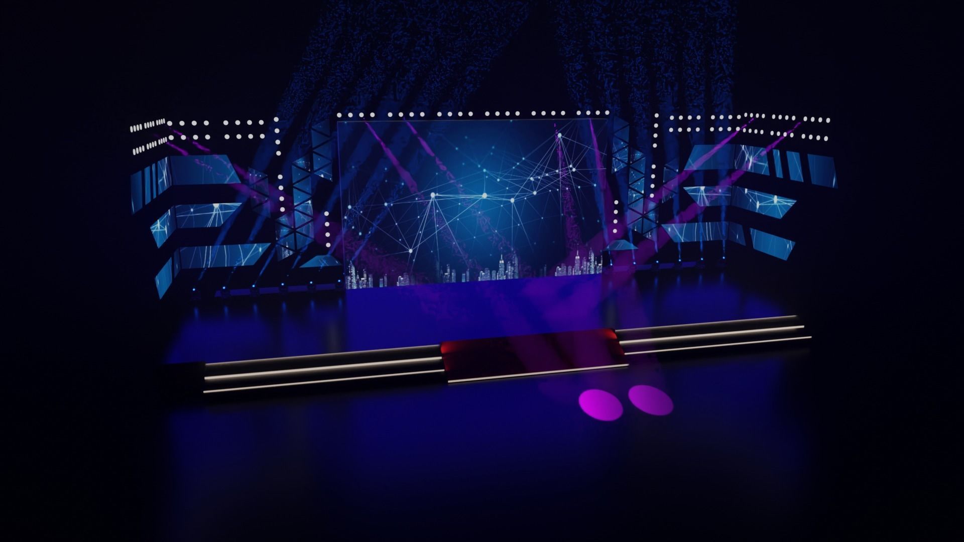 Stage model 3D with lights 3D model_7