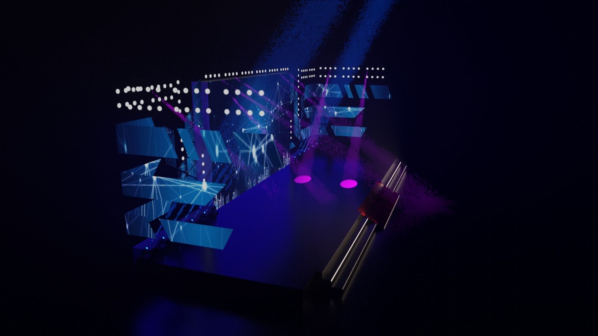 Stage model 3D with lights 3D model_10