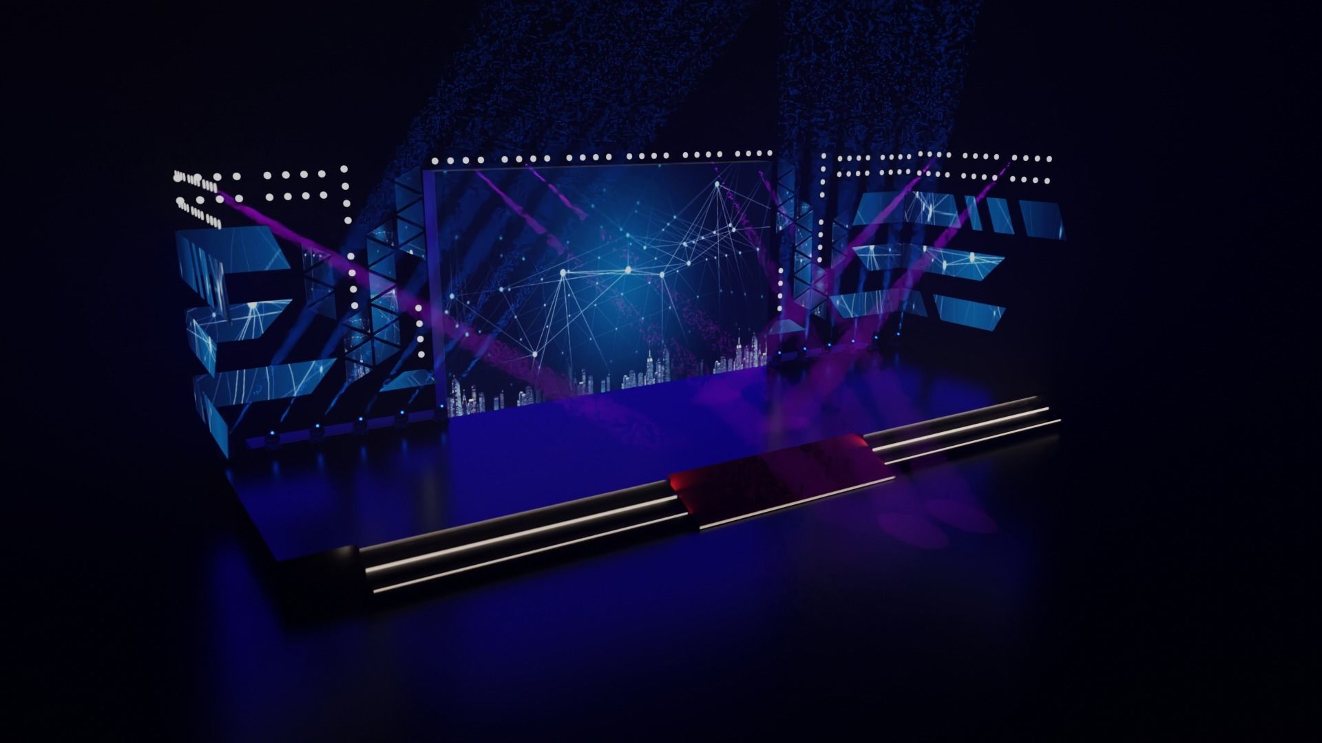 Stage model 3D with lights 3D model_8