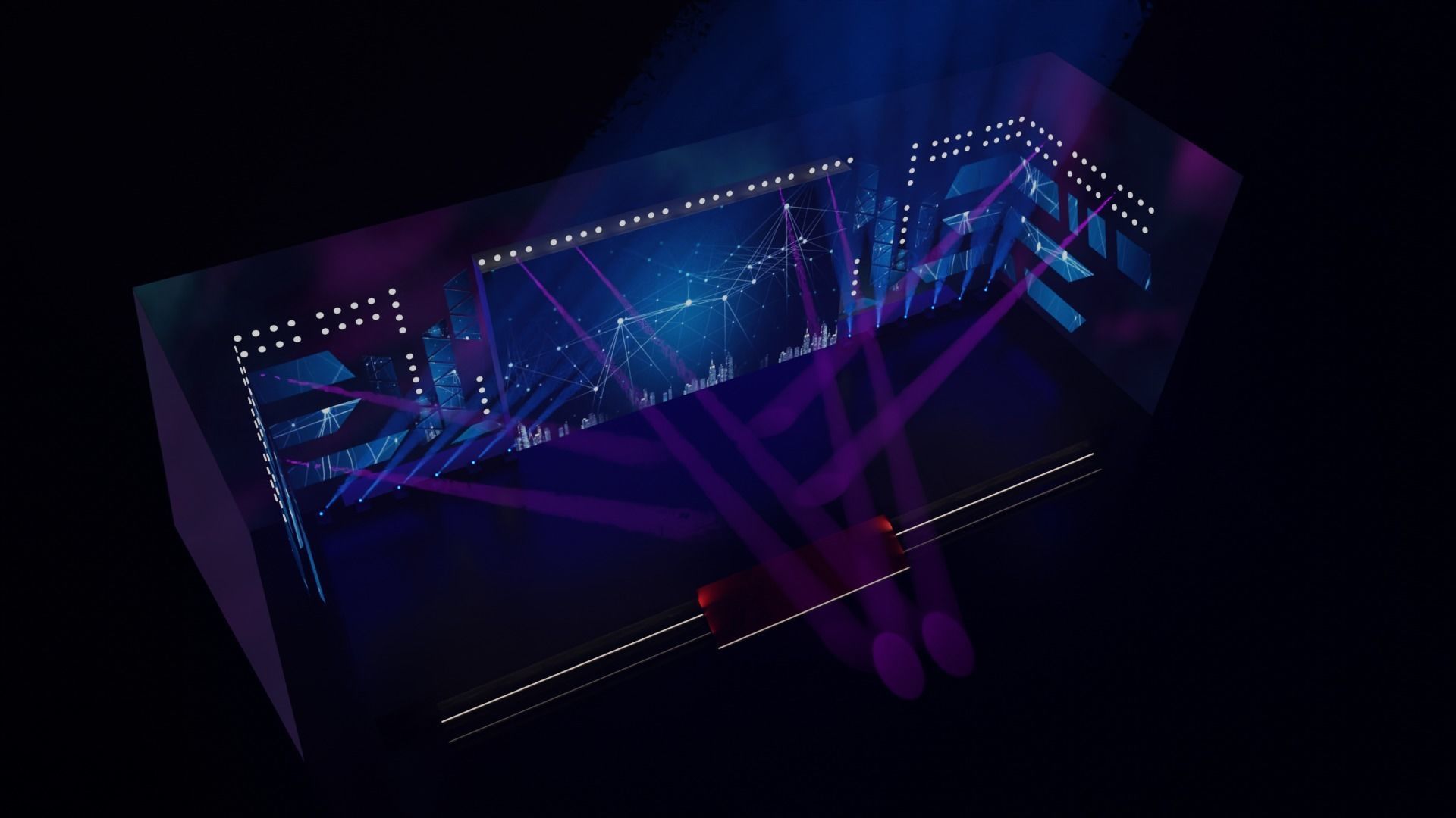 Stage model 3D with lights 3D model_4