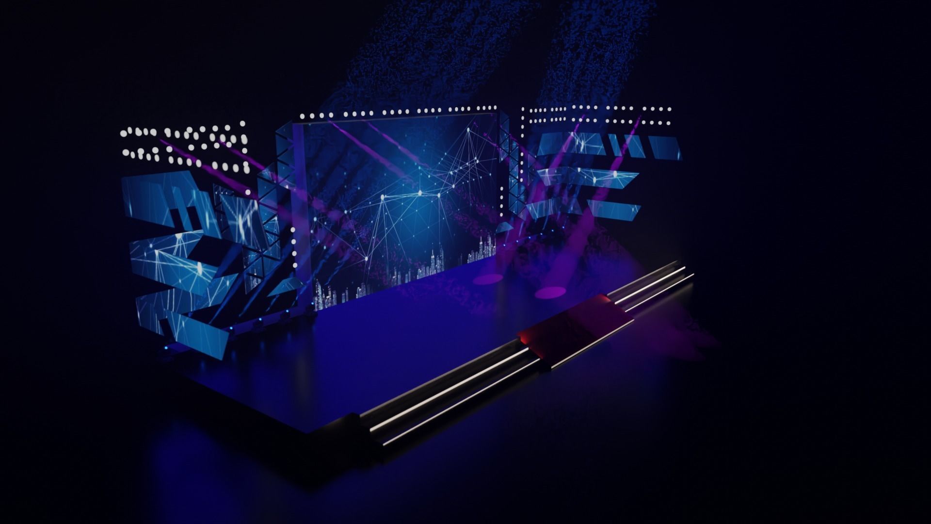 Stage model 3D with lights 3D model_9