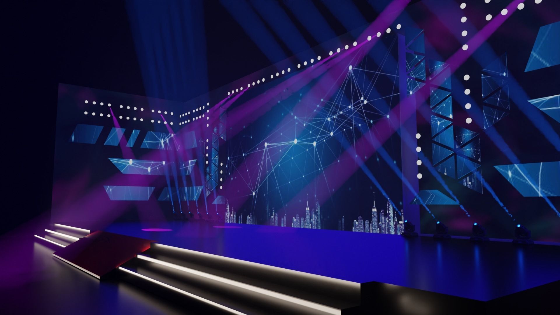 Stage model 3D with lights 3D model_2