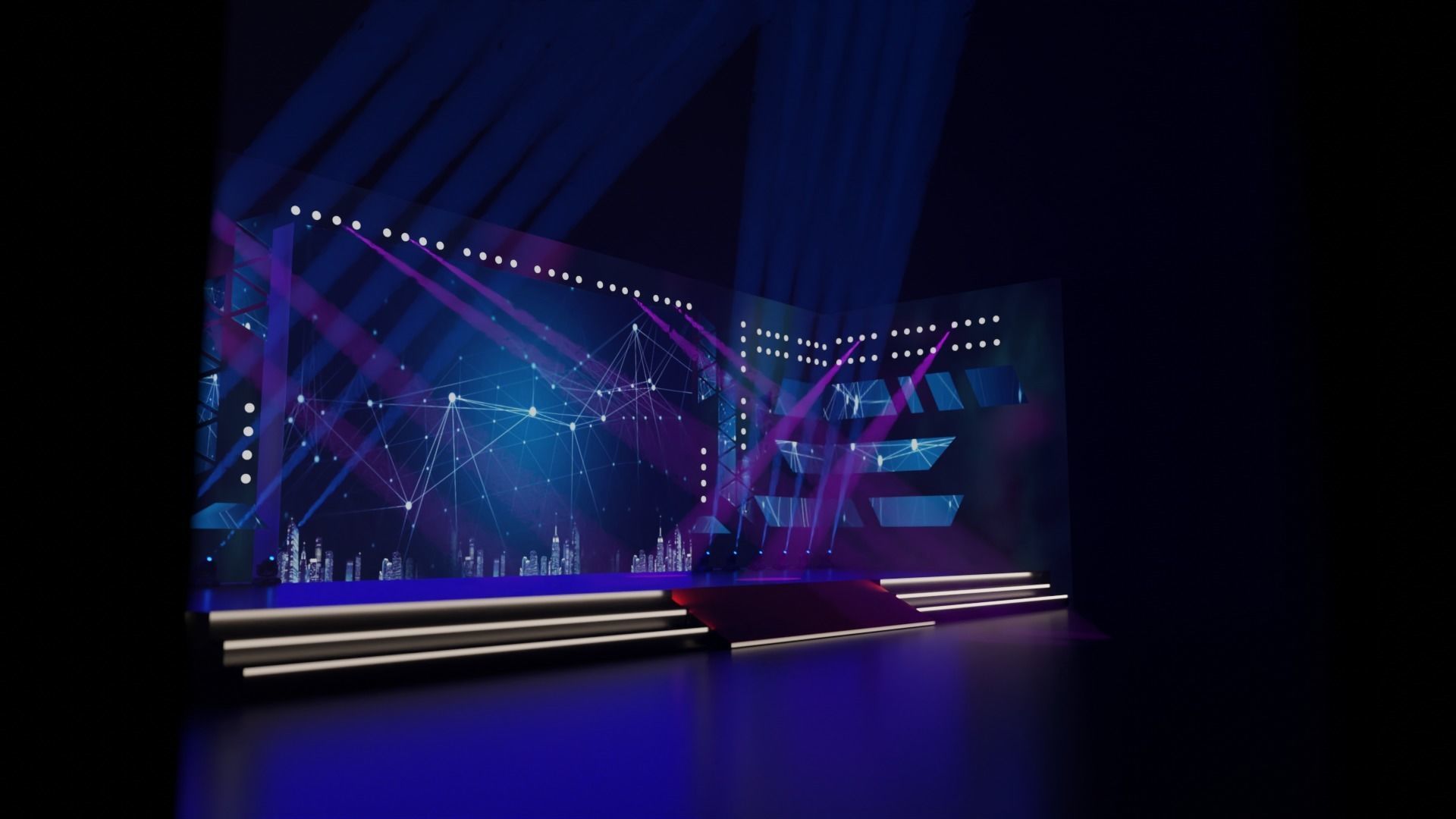 Stage model 3D with lights 3D model_6