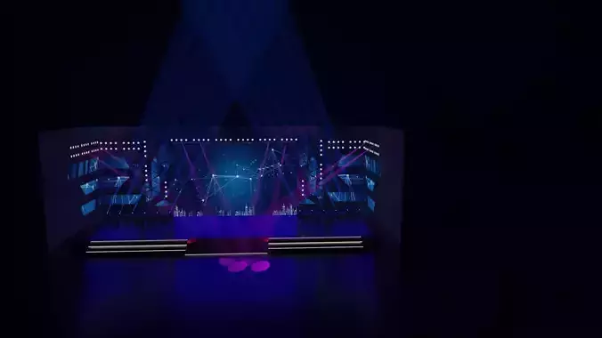 Stage model 3D with lights 3D model