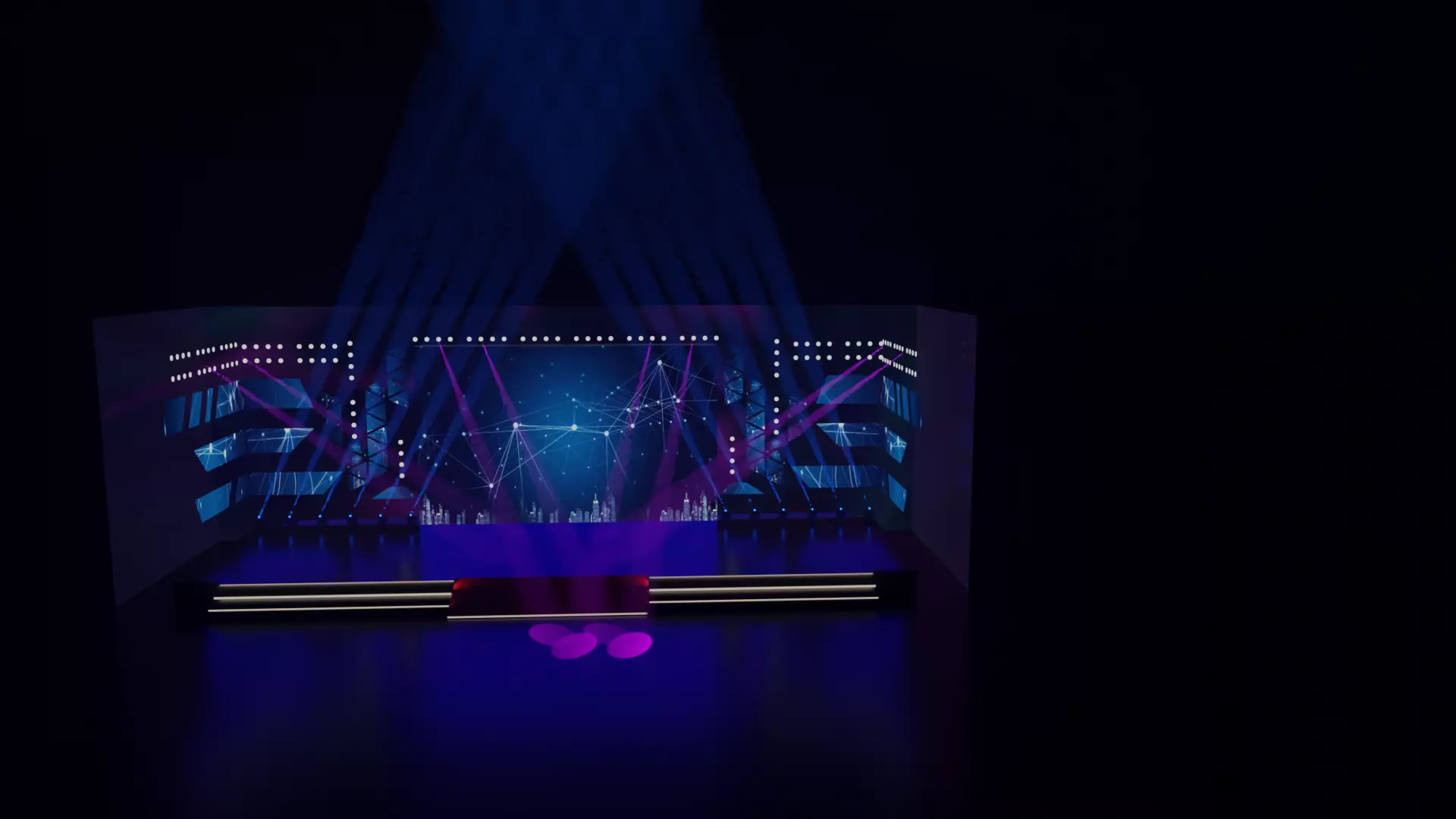 Stage model 3D with lights 3D model_0