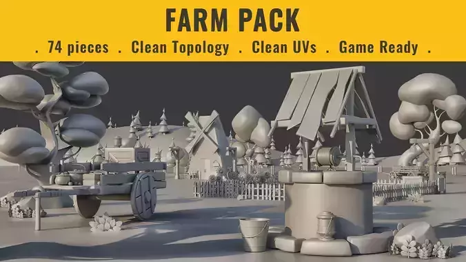 74 Farm equipment - Game Ready - Low-poly 3D model