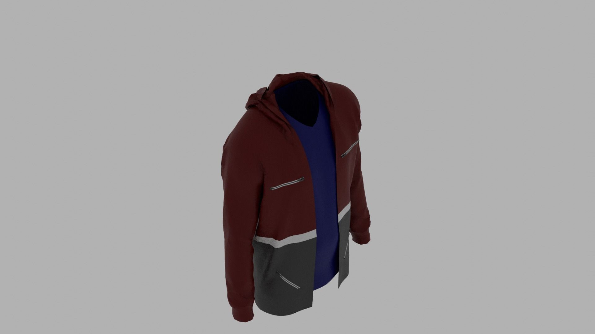 Hoodie mannequin wearing jacket Low-poly 3D model_7