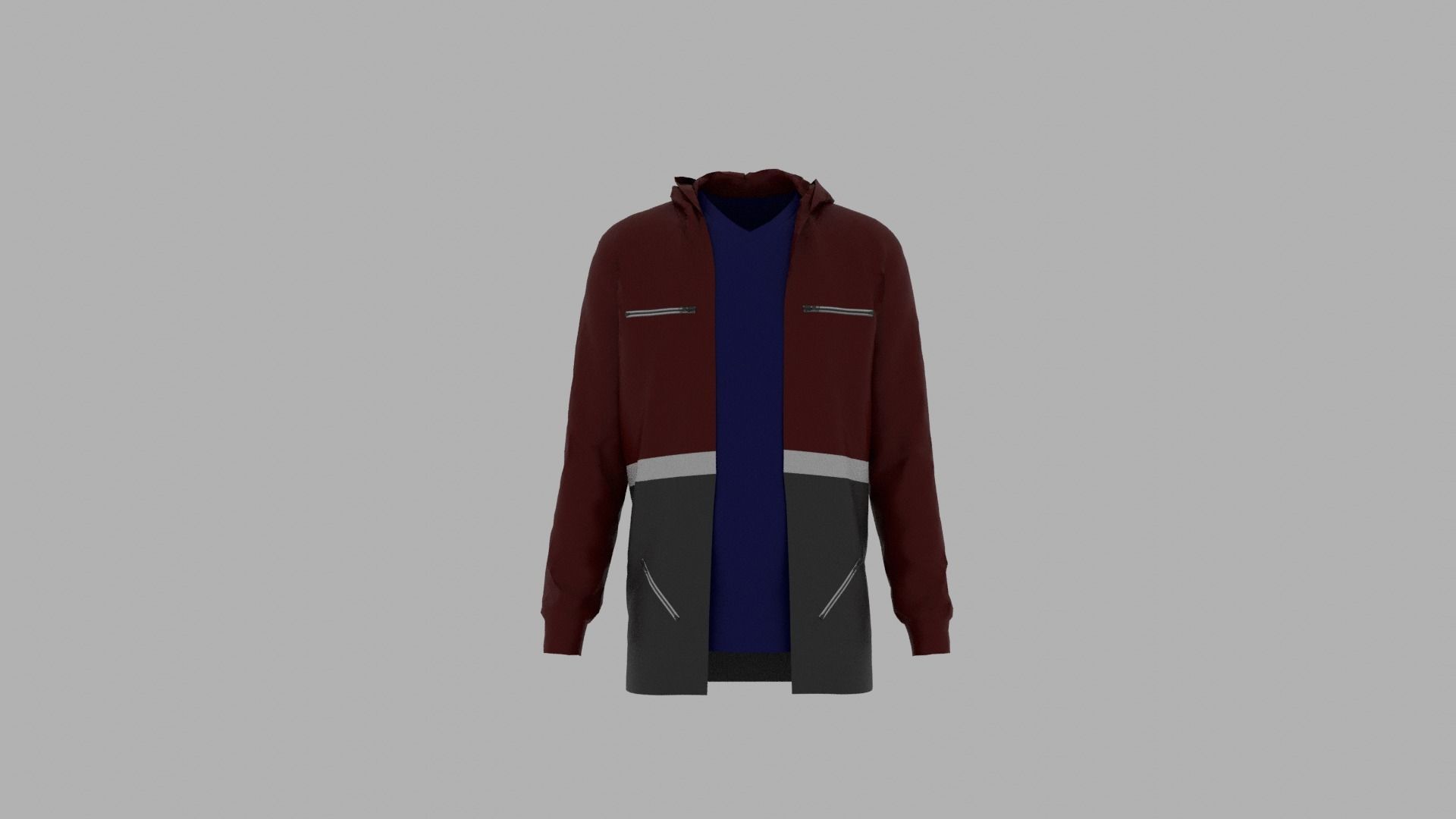 Hoodie mannequin wearing jacket Low-poly 3D model_1