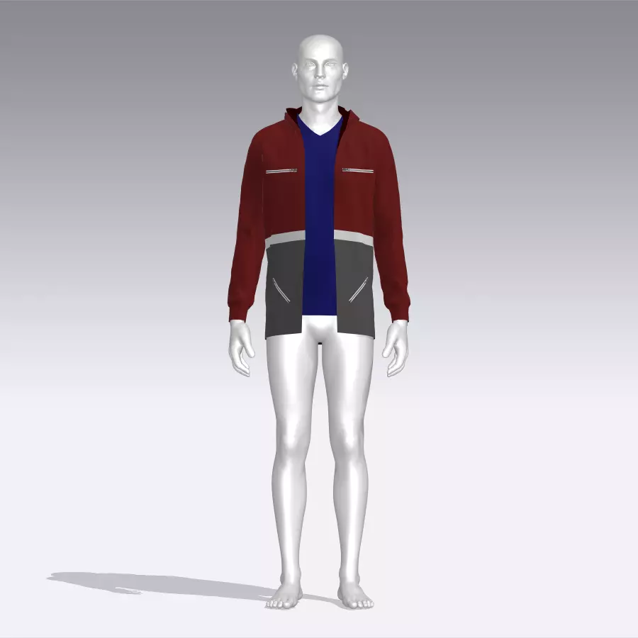 Hoodie mannequin wearing jacket Low-poly 3D model_0