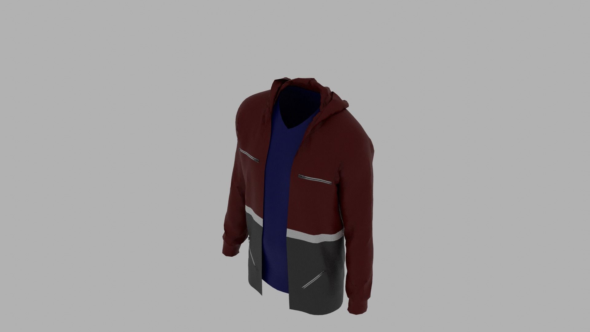 Hoodie mannequin wearing jacket Low-poly 3D model_6