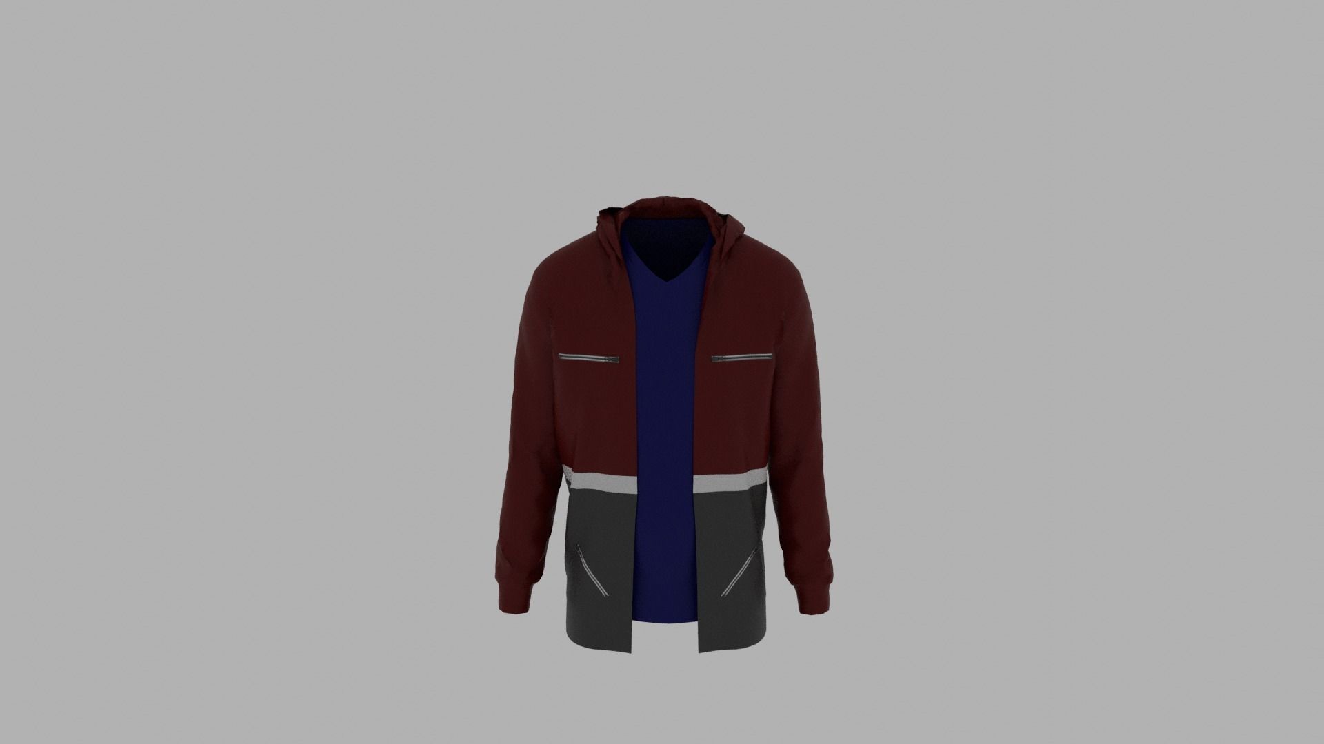 Hoodie mannequin wearing jacket Low-poly 3D model_5
