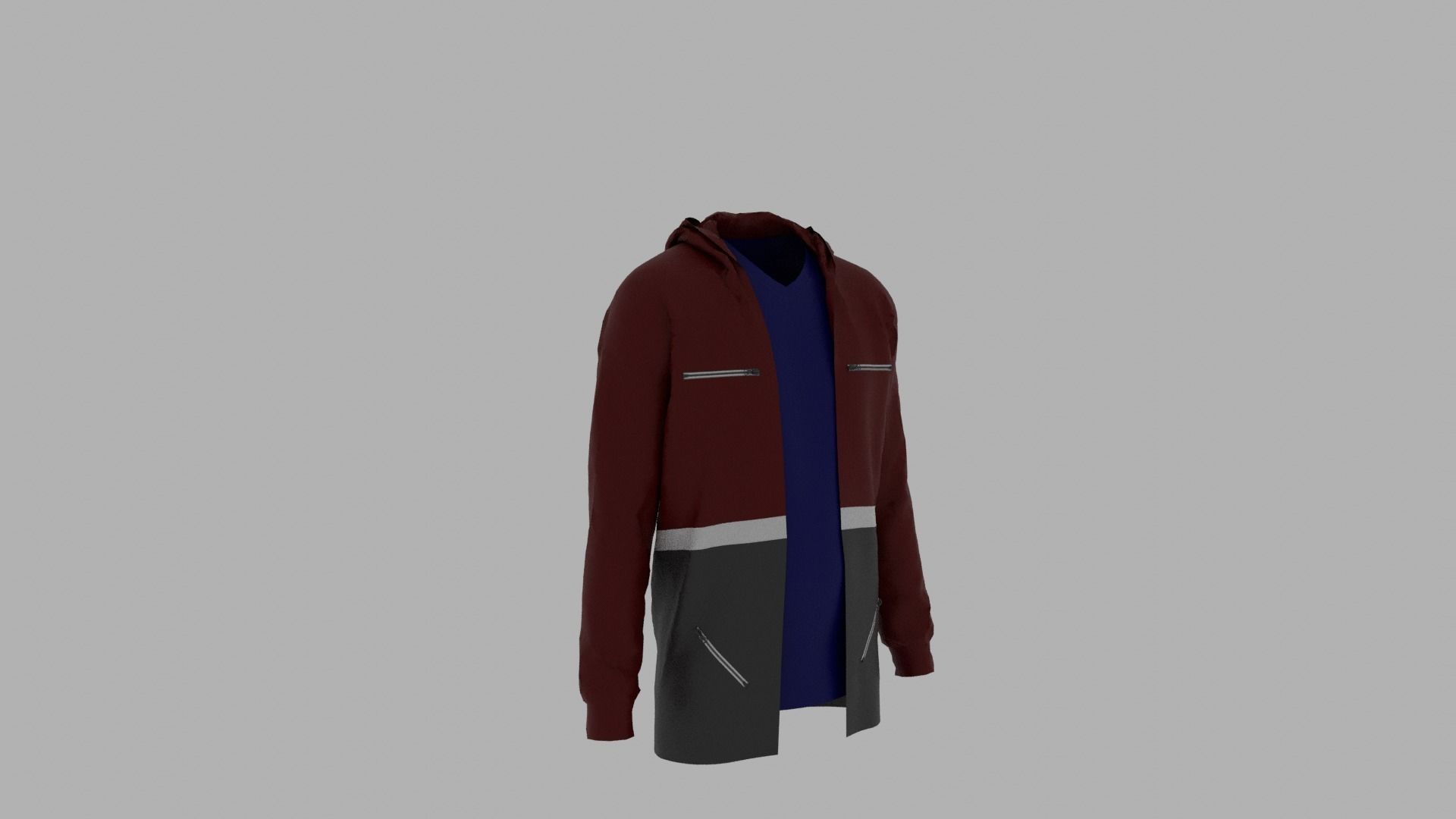 Hoodie mannequin wearing jacket Low-poly 3D model_3