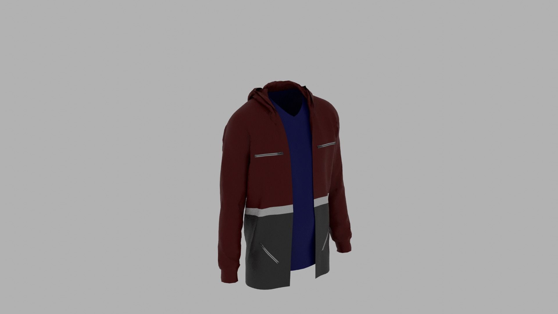 Hoodie mannequin wearing jacket Low-poly 3D model_4