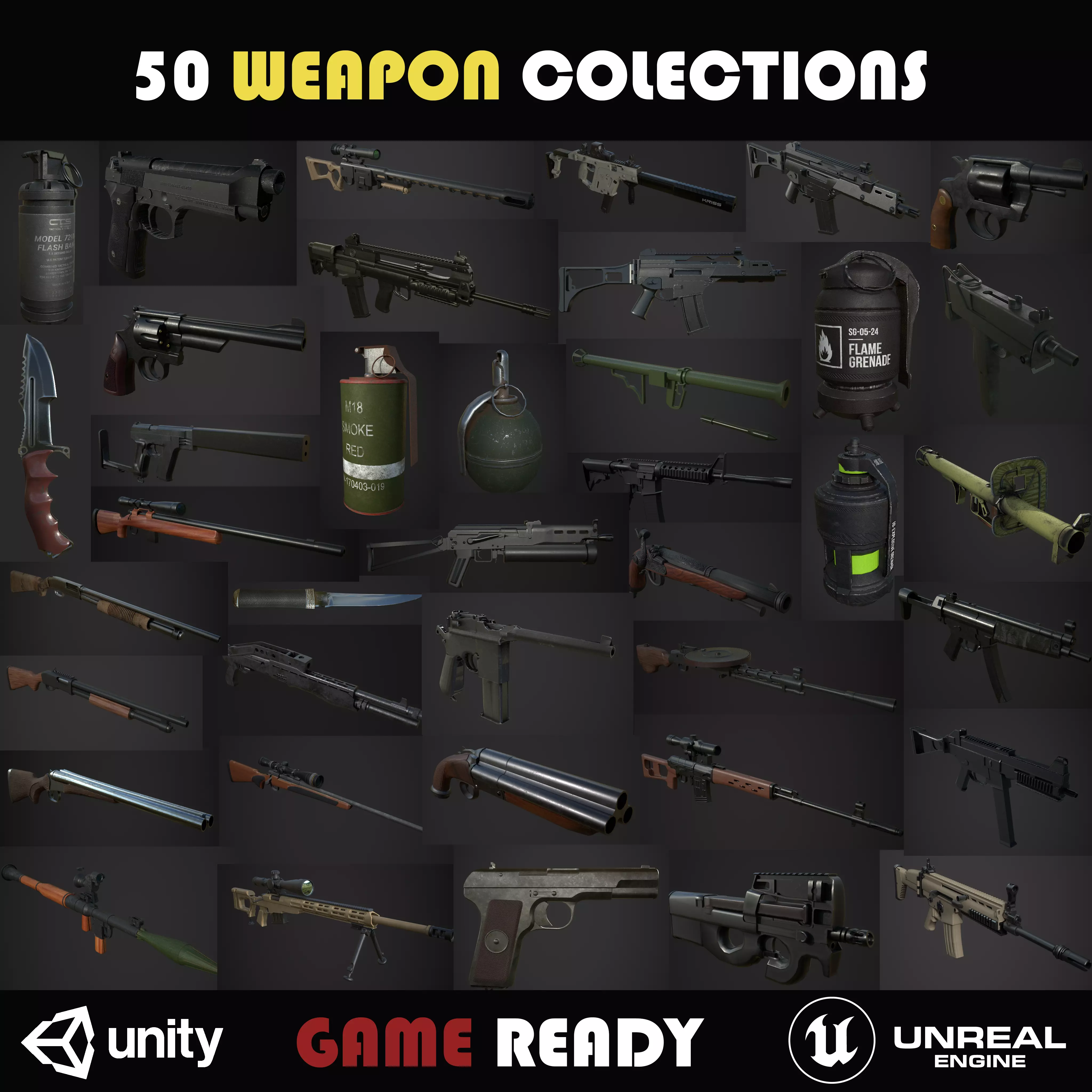 Weapon Pack Low-poly 3D model_0