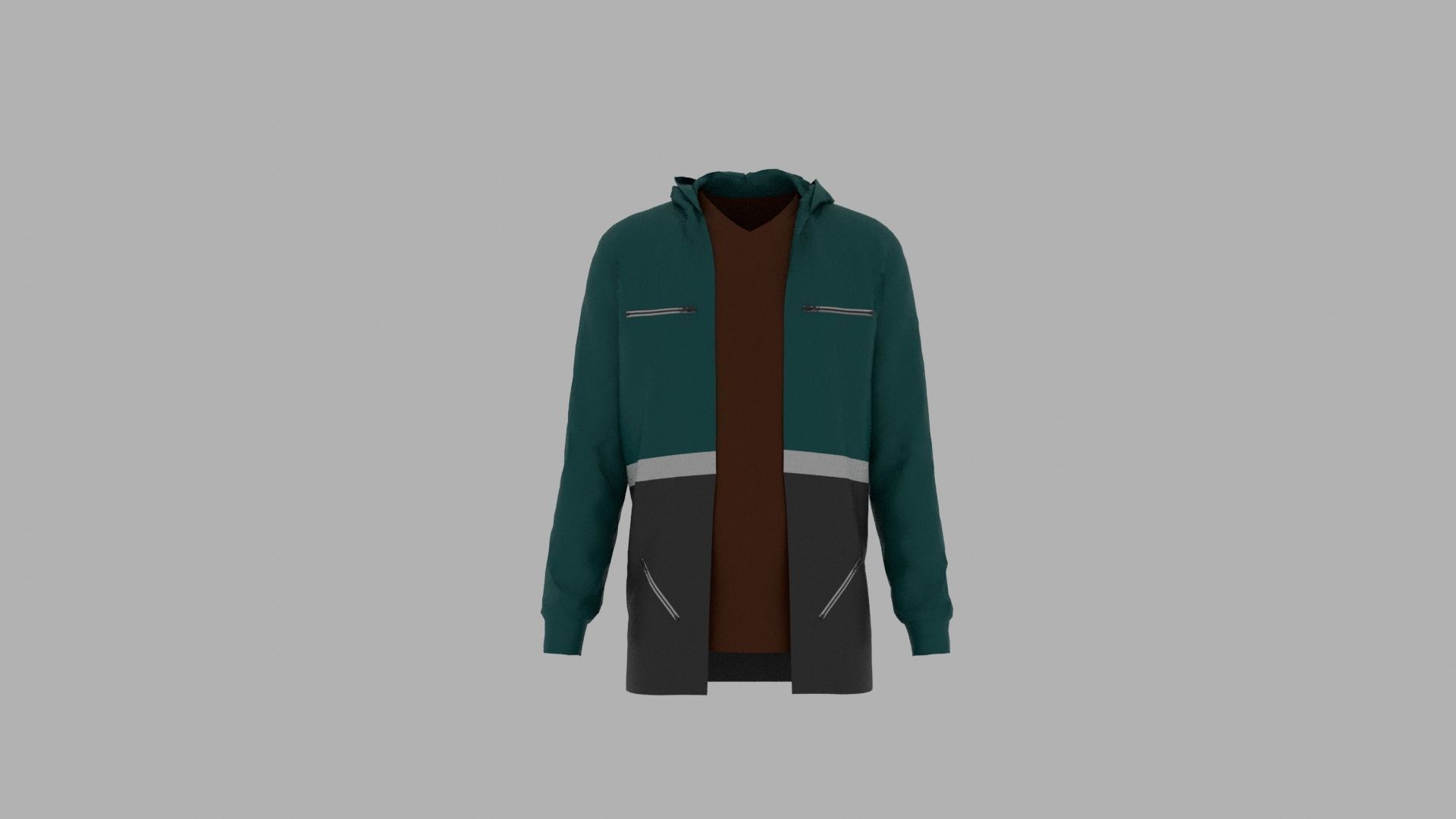 Hoodie mannequin wearing jacket Low-poly 3D model_1