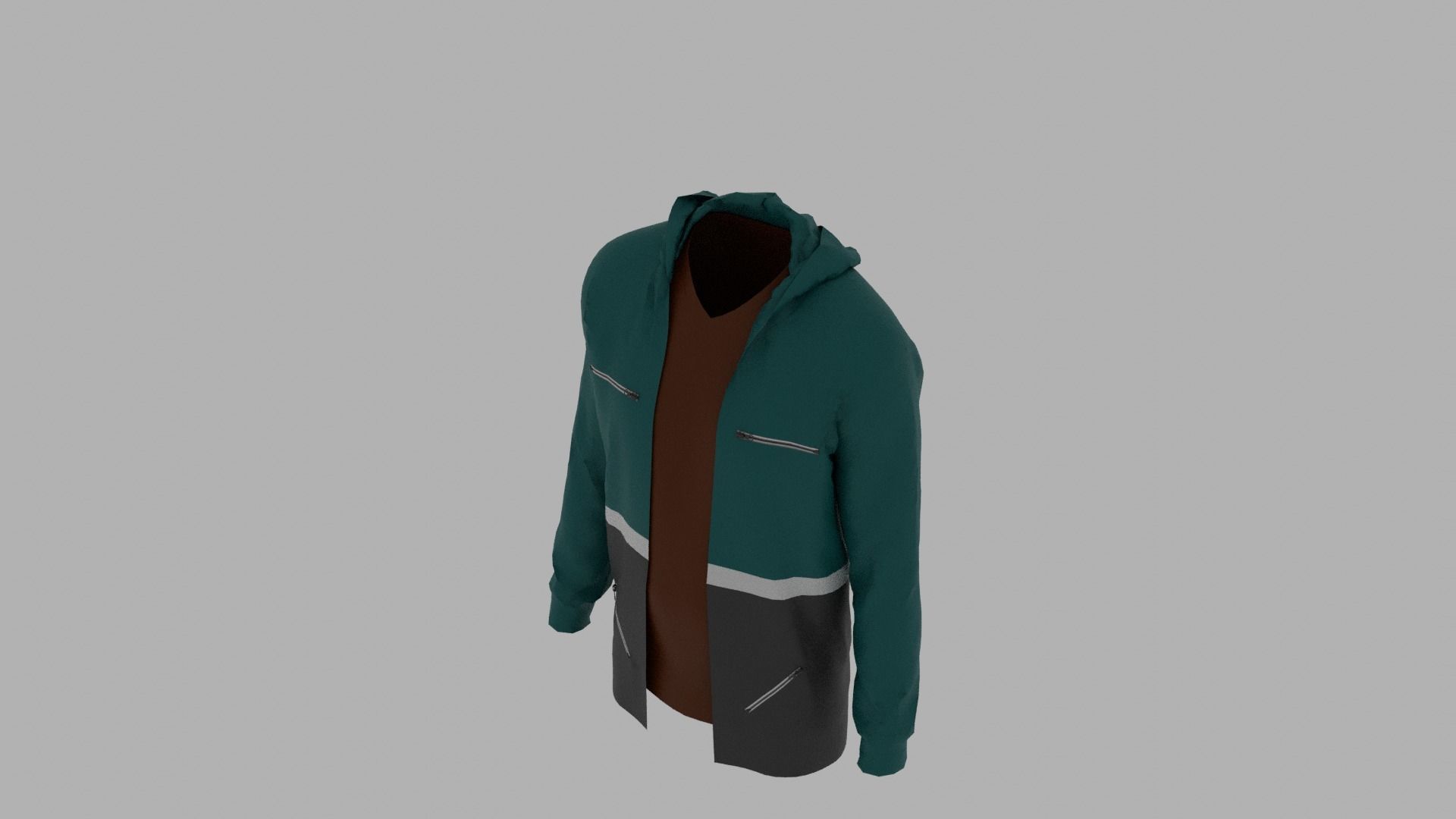 Hoodie mannequin wearing jacket Low-poly 3D model_6