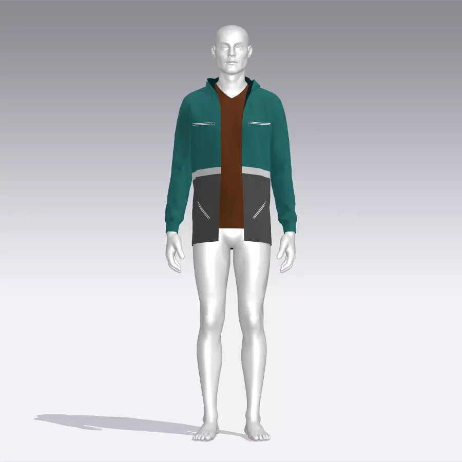 Hoodie mannequin wearing jacket Low-poly 3D model_0