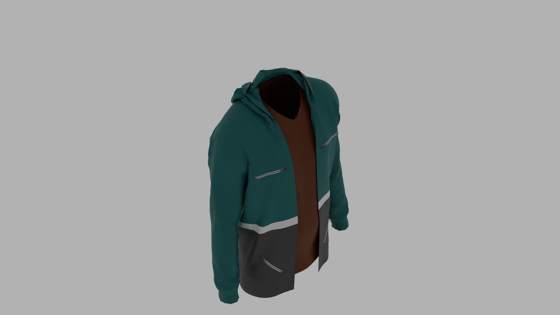 Hoodie mannequin wearing jacket Low-poly 3D model_7