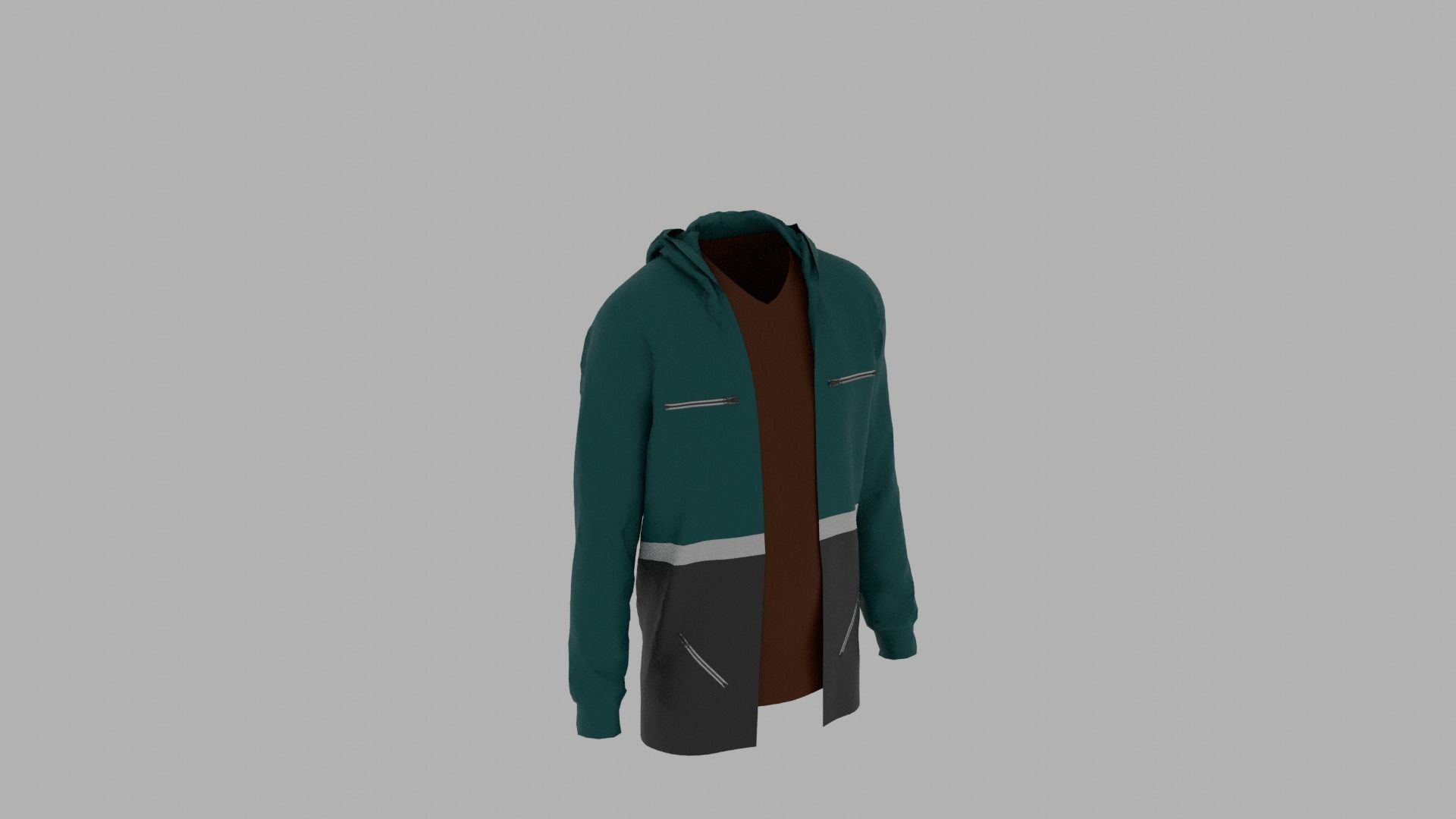 Hoodie mannequin wearing jacket Low-poly 3D model_4