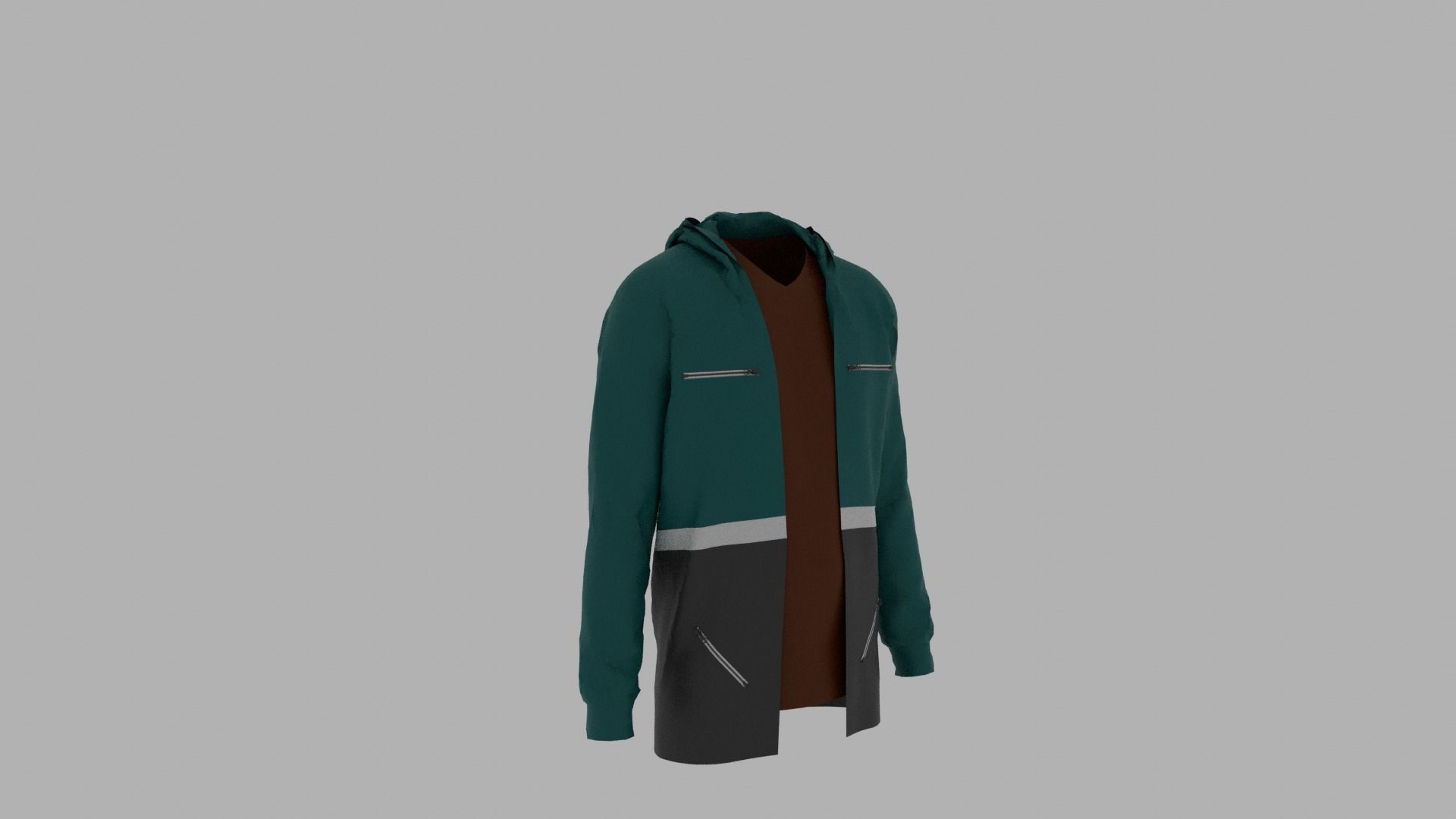Hoodie mannequin wearing jacket Low-poly 3D model_3