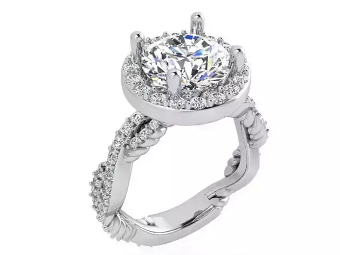 Round diamond ring 3456 3D print model 