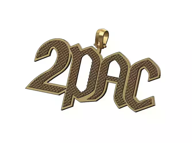 2PAC textured pendant with bail