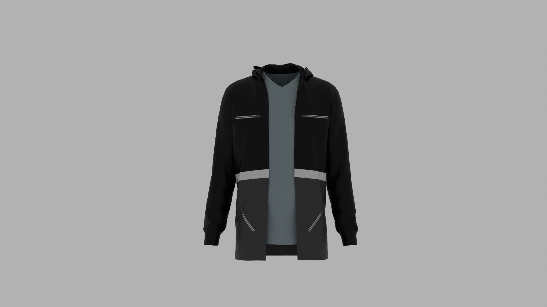Hoodie mannequin wearing jacket and shorts Low-poly 3D model_1