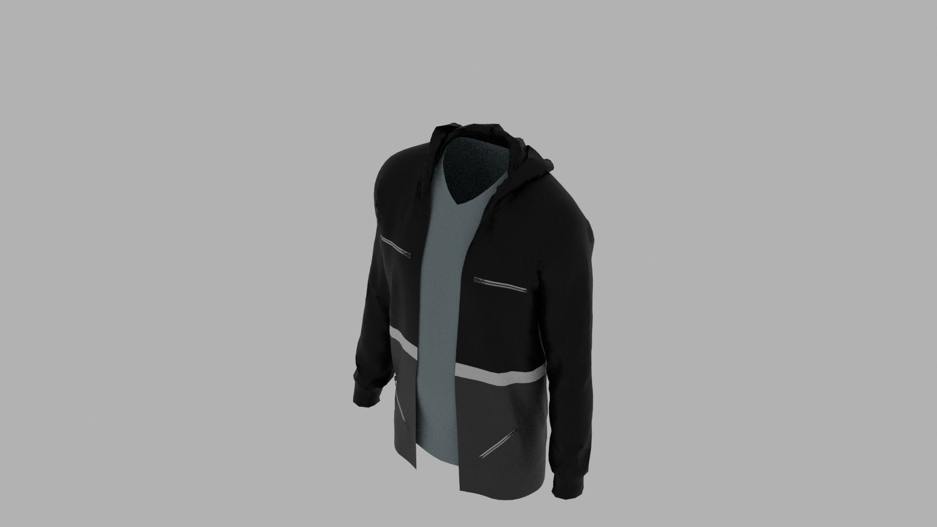 Hoodie mannequin wearing jacket and shorts Low-poly 3D model_6