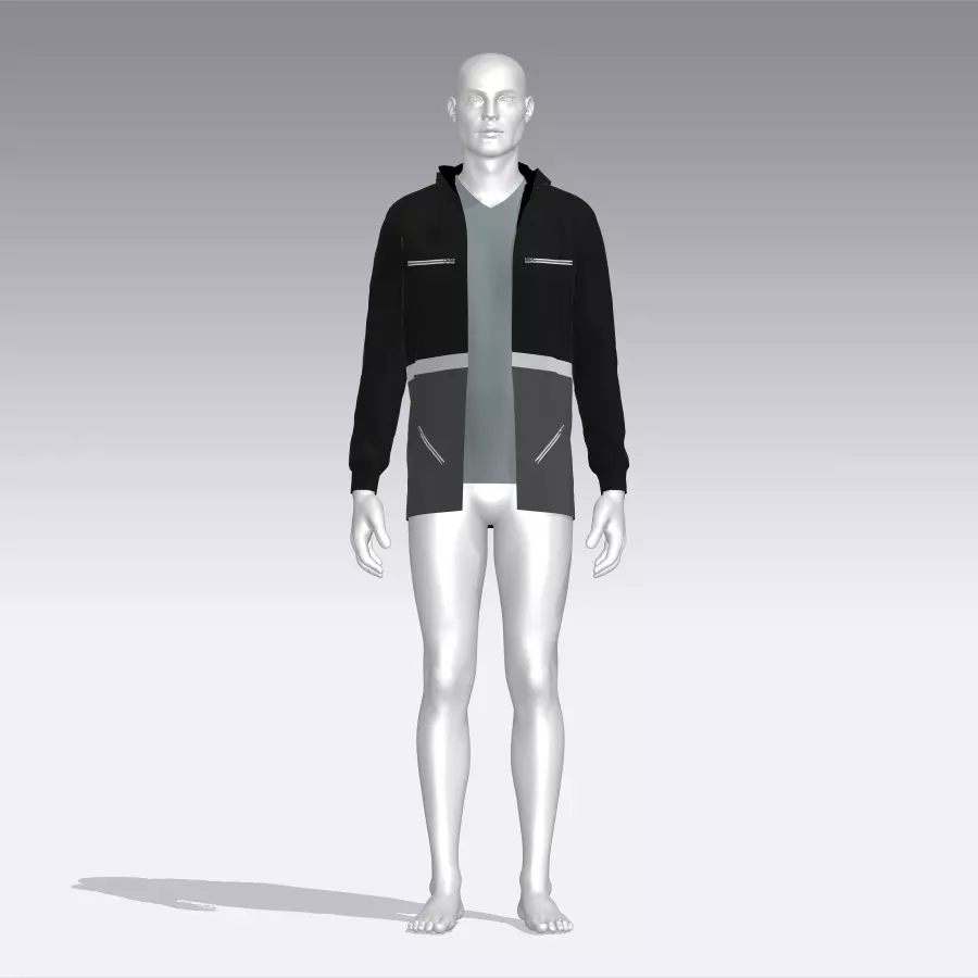 Hoodie mannequin wearing jacket and shorts Low-poly 3D model_0