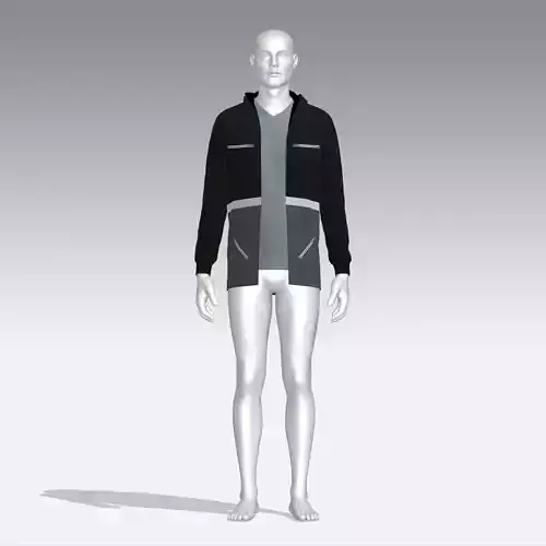 Hoodie mannequin wearing jacket and shorts