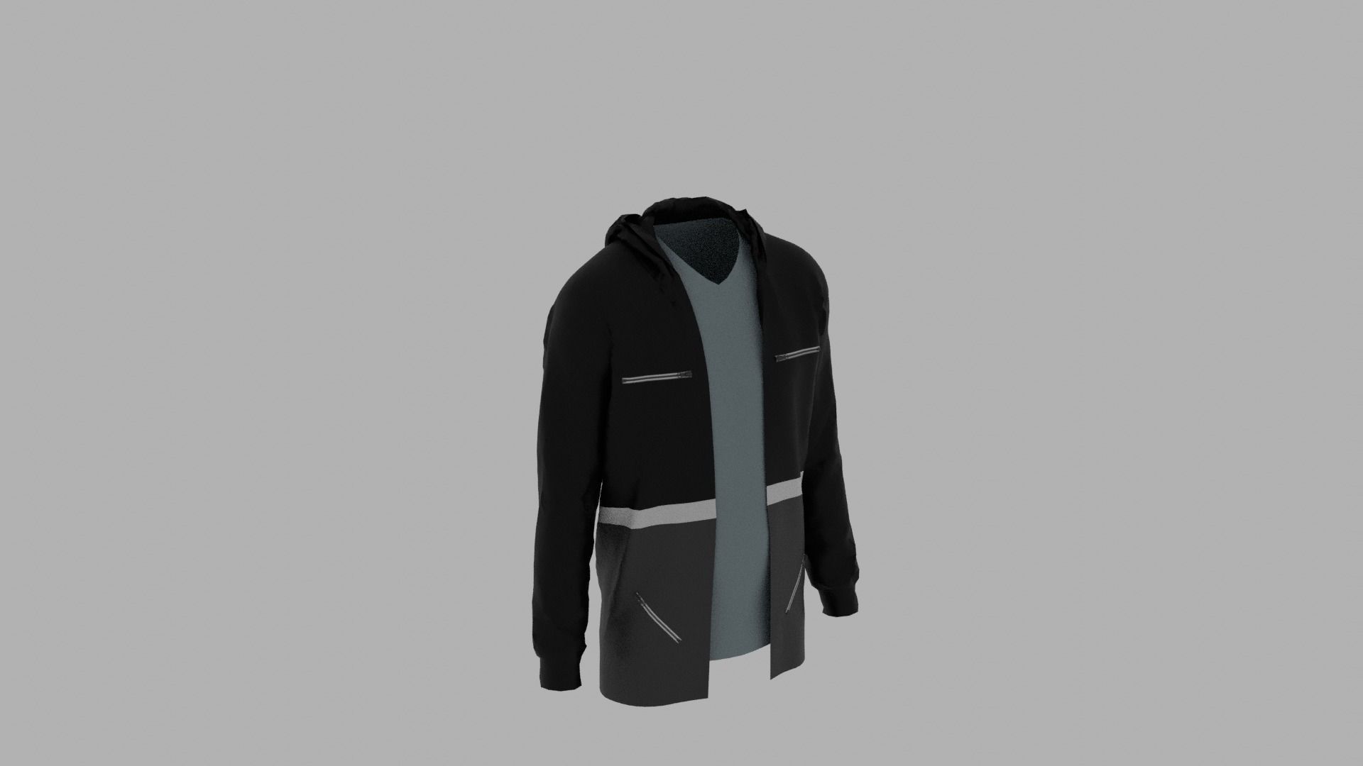 Hoodie mannequin wearing jacket and shorts Low-poly 3D model_4