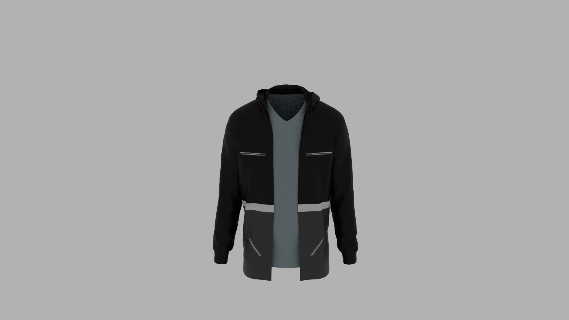 Hoodie mannequin wearing jacket and shorts Low-poly 3D model_5