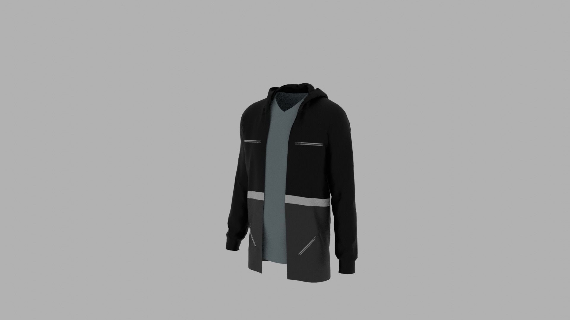 Hoodie mannequin wearing jacket and shorts Low-poly 3D model_2