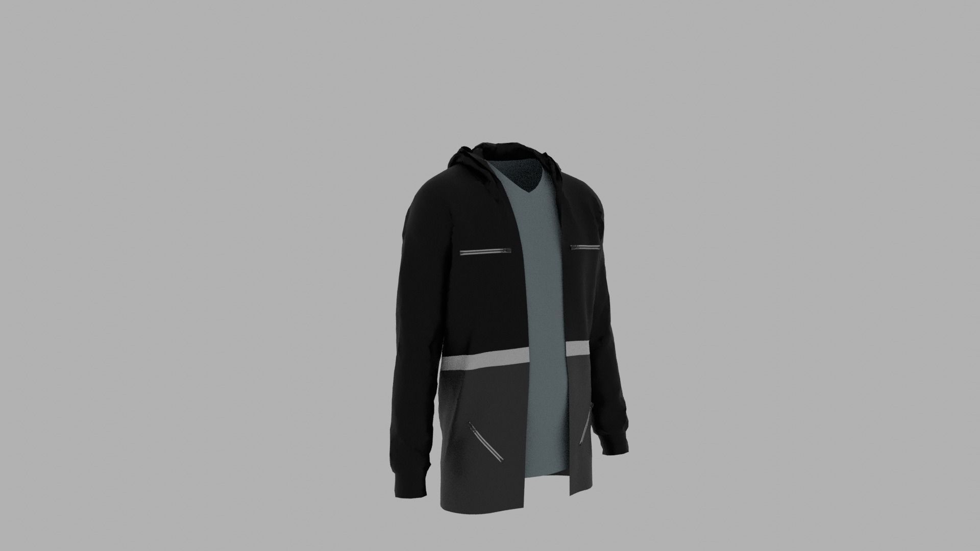 Hoodie mannequin wearing jacket and shorts Low-poly 3D model_3