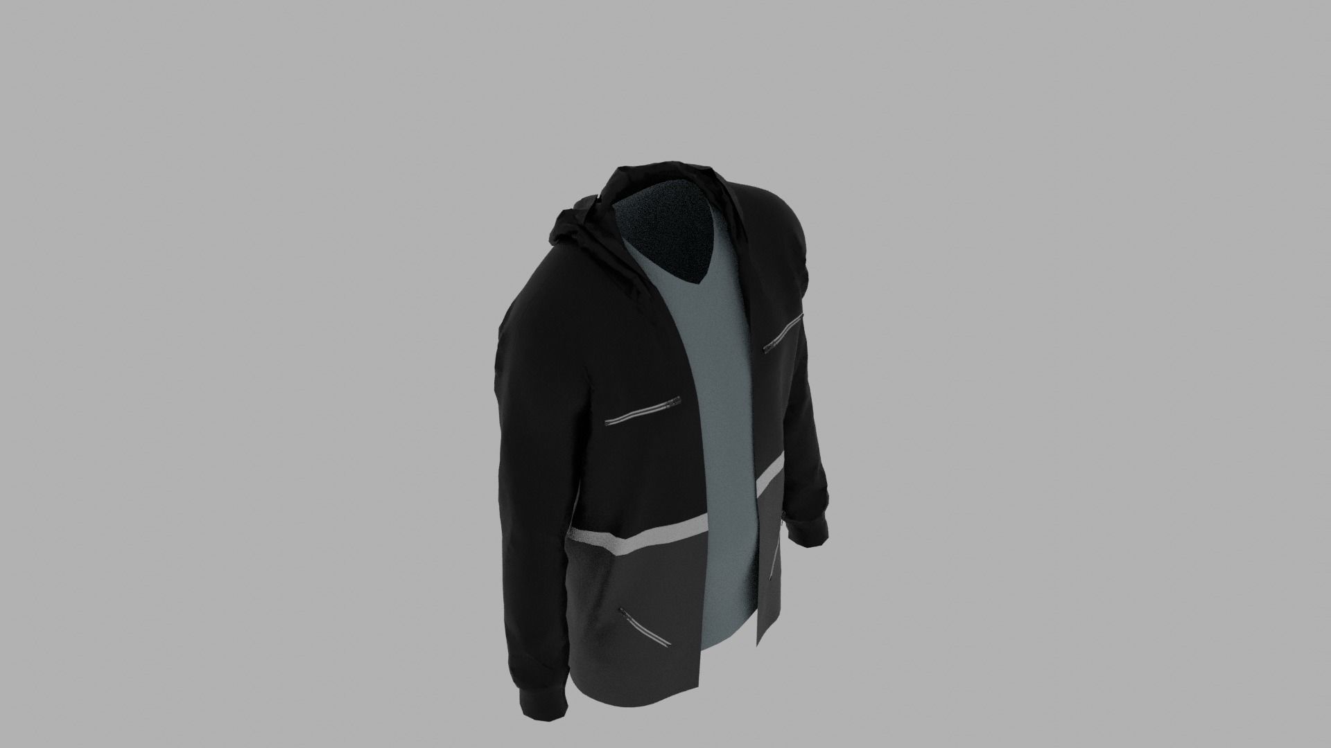 Hoodie mannequin wearing jacket and shorts Low-poly 3D model_7