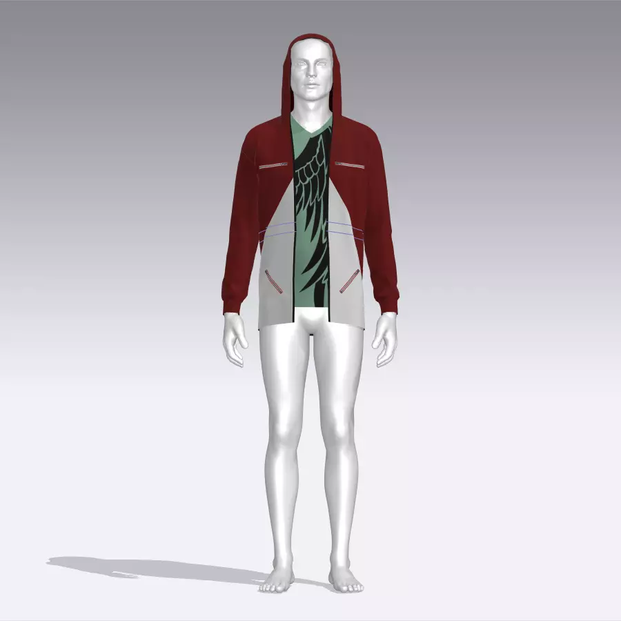 Hoodie mannequin wearing Low-poly 3D model_0