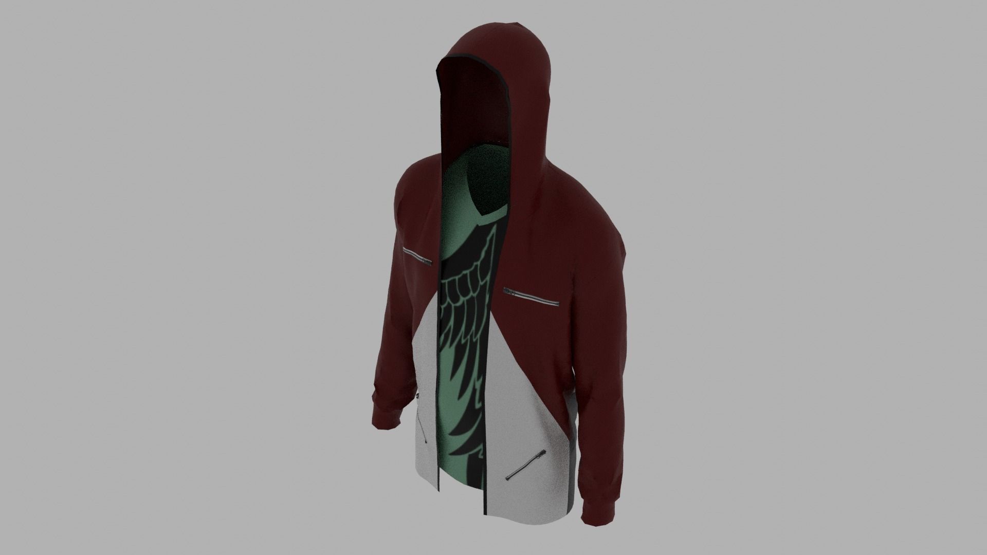 Hoodie mannequin wearing Low-poly 3D model_6