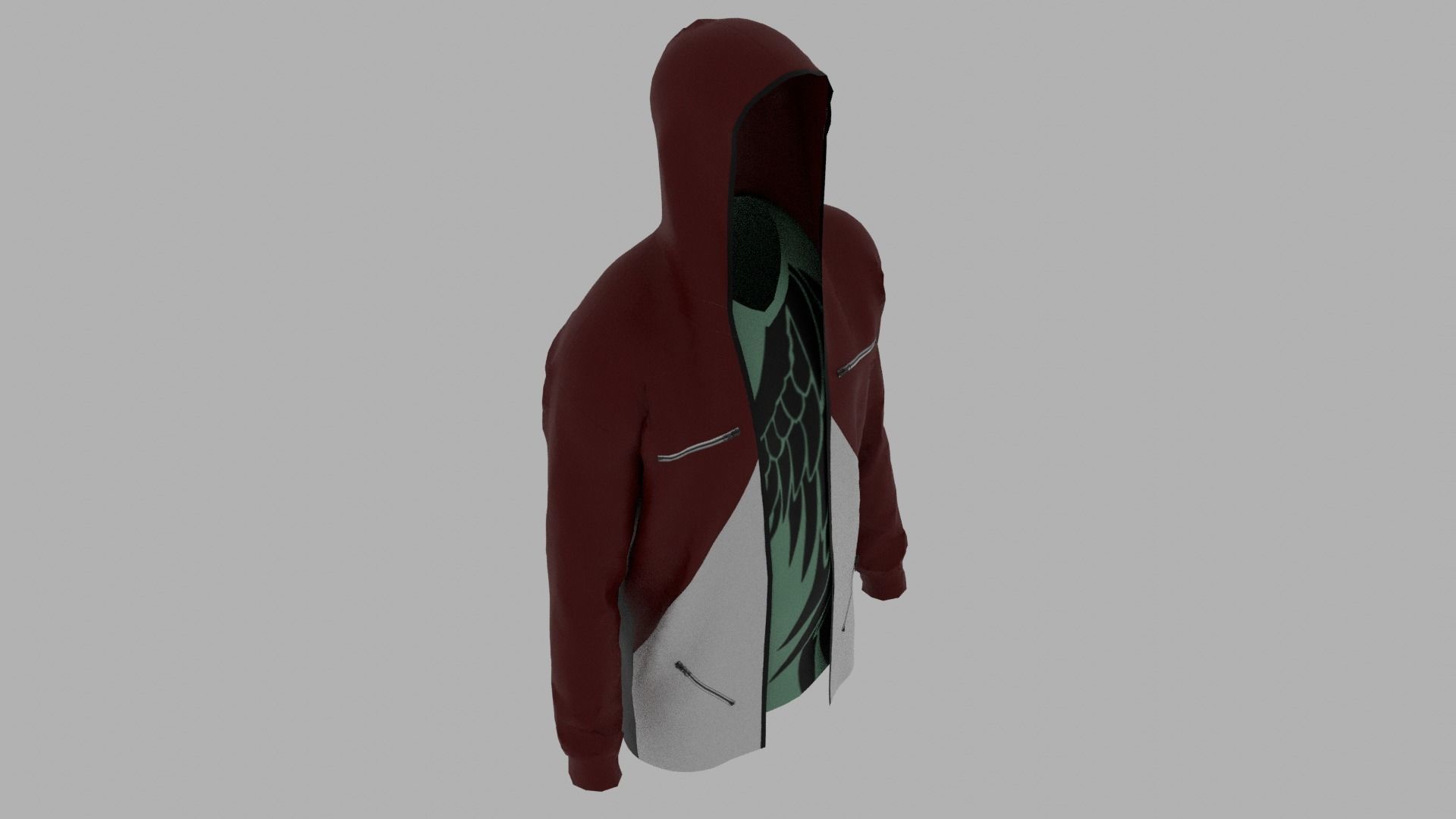 Hoodie mannequin wearing Low-poly 3D model_7
