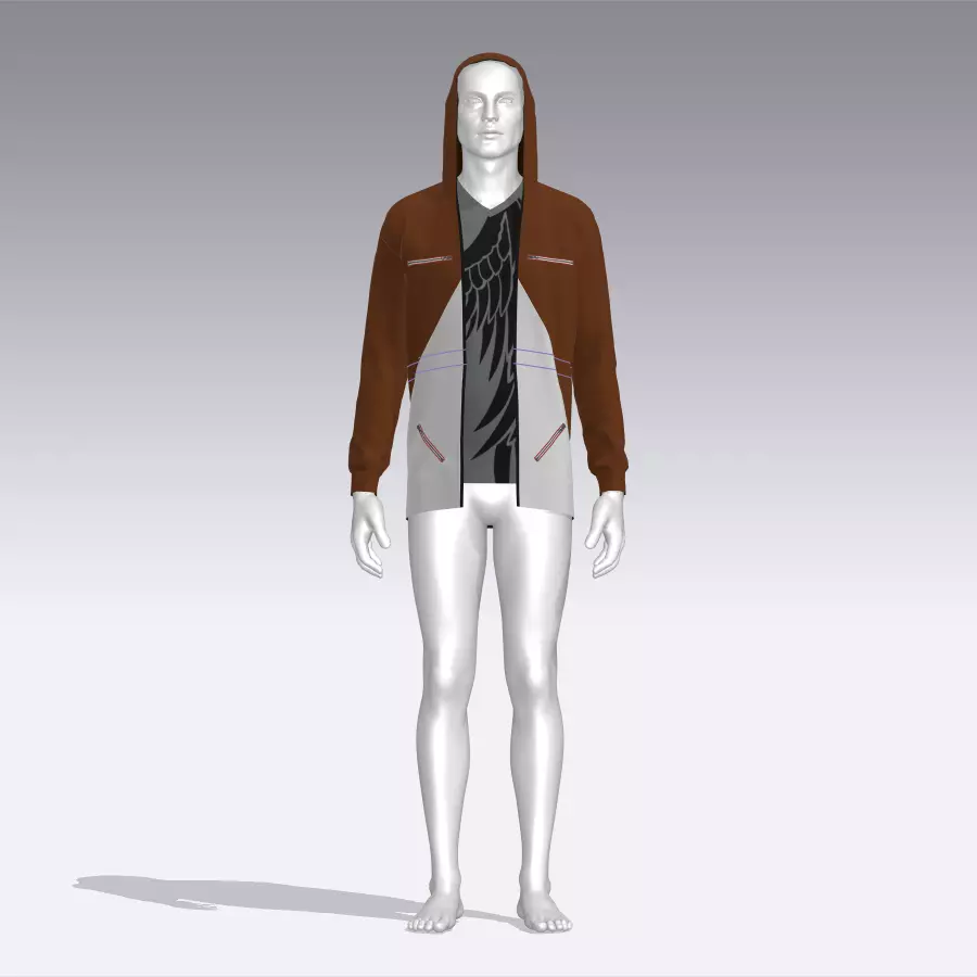 Hoodie mannequin wearing Low-poly 3D model_0