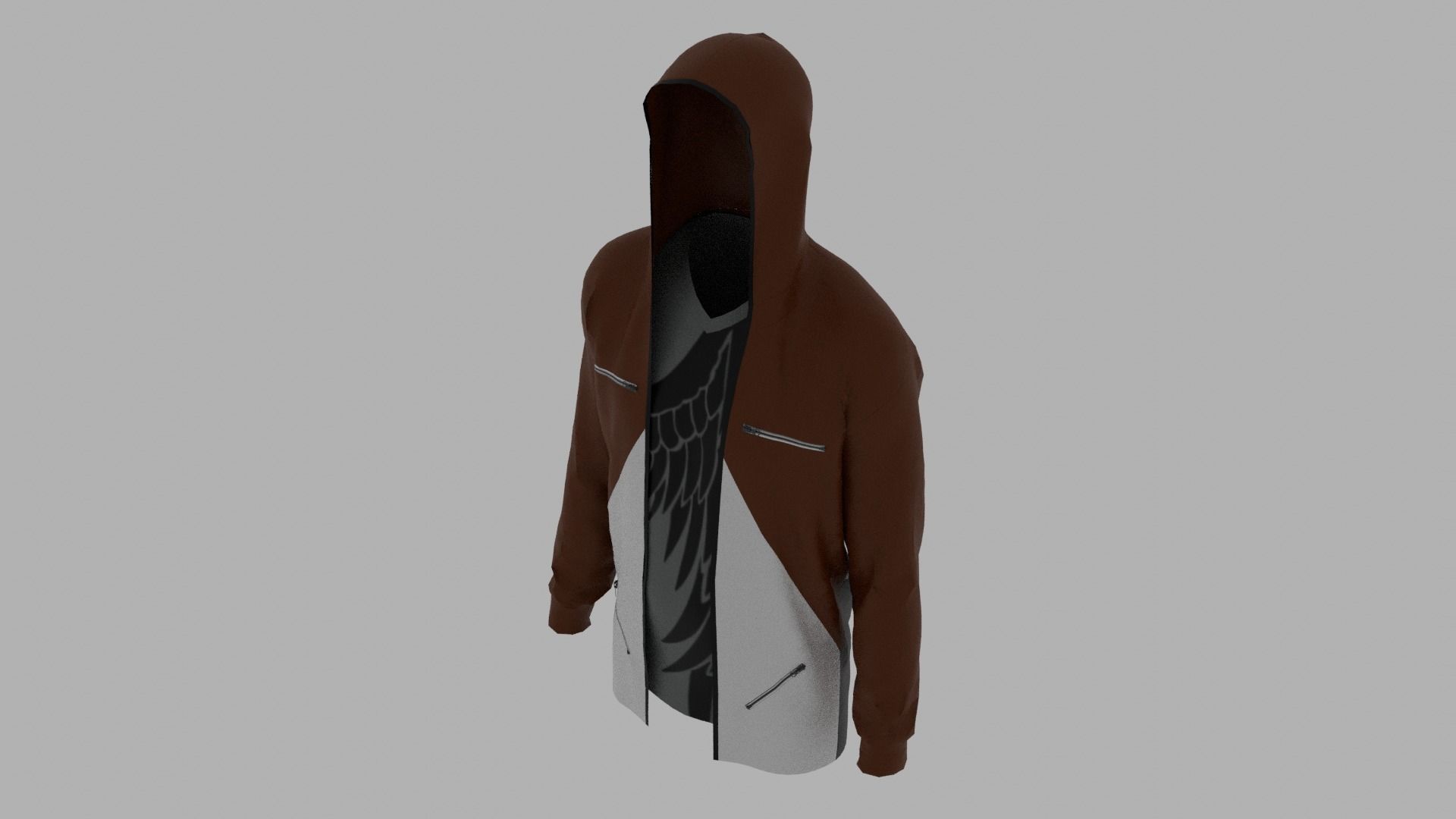 Hoodie mannequin wearing Low-poly 3D model_6