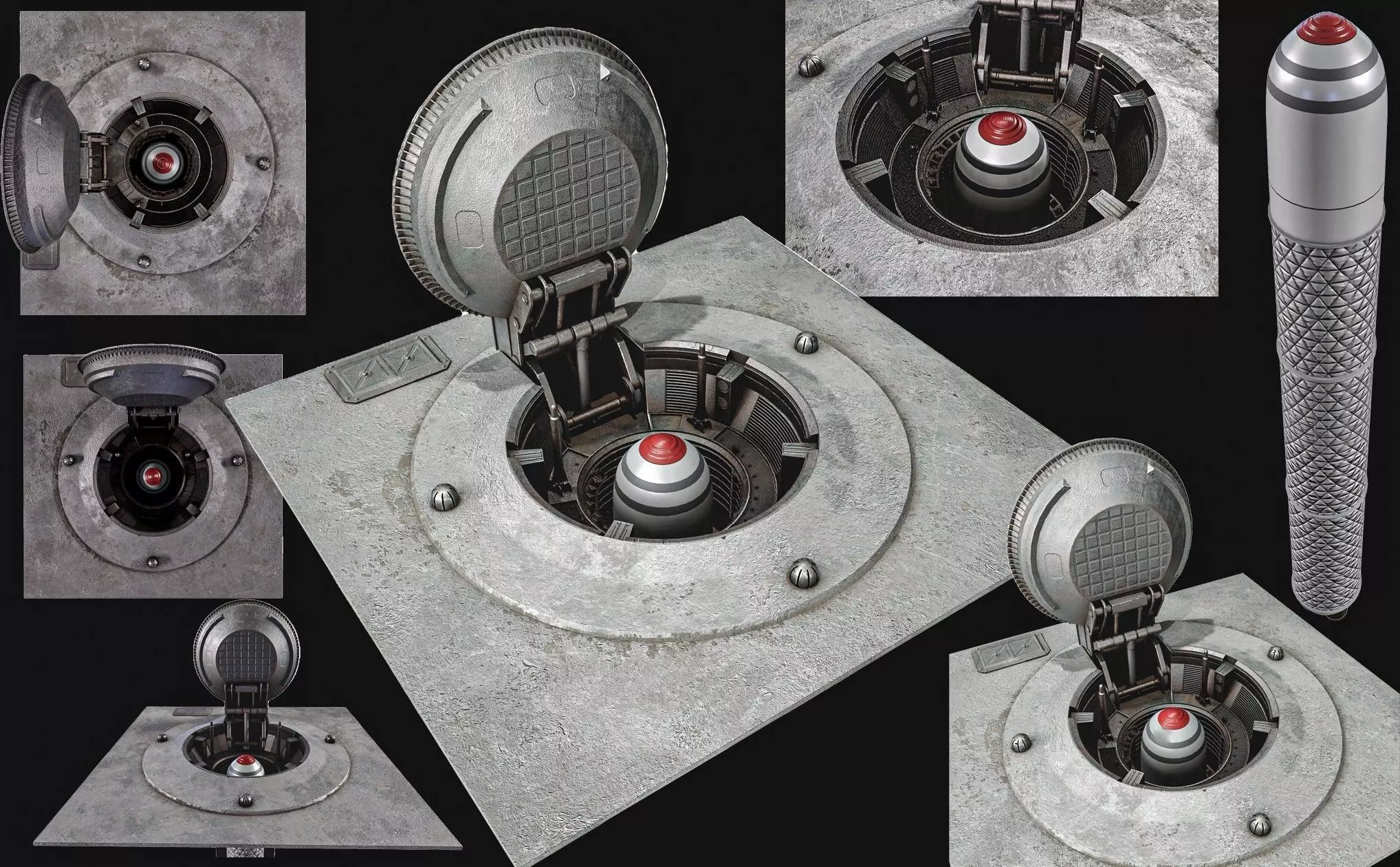 Missile Silo With Ballistic Missile Low-poly 3D model_0