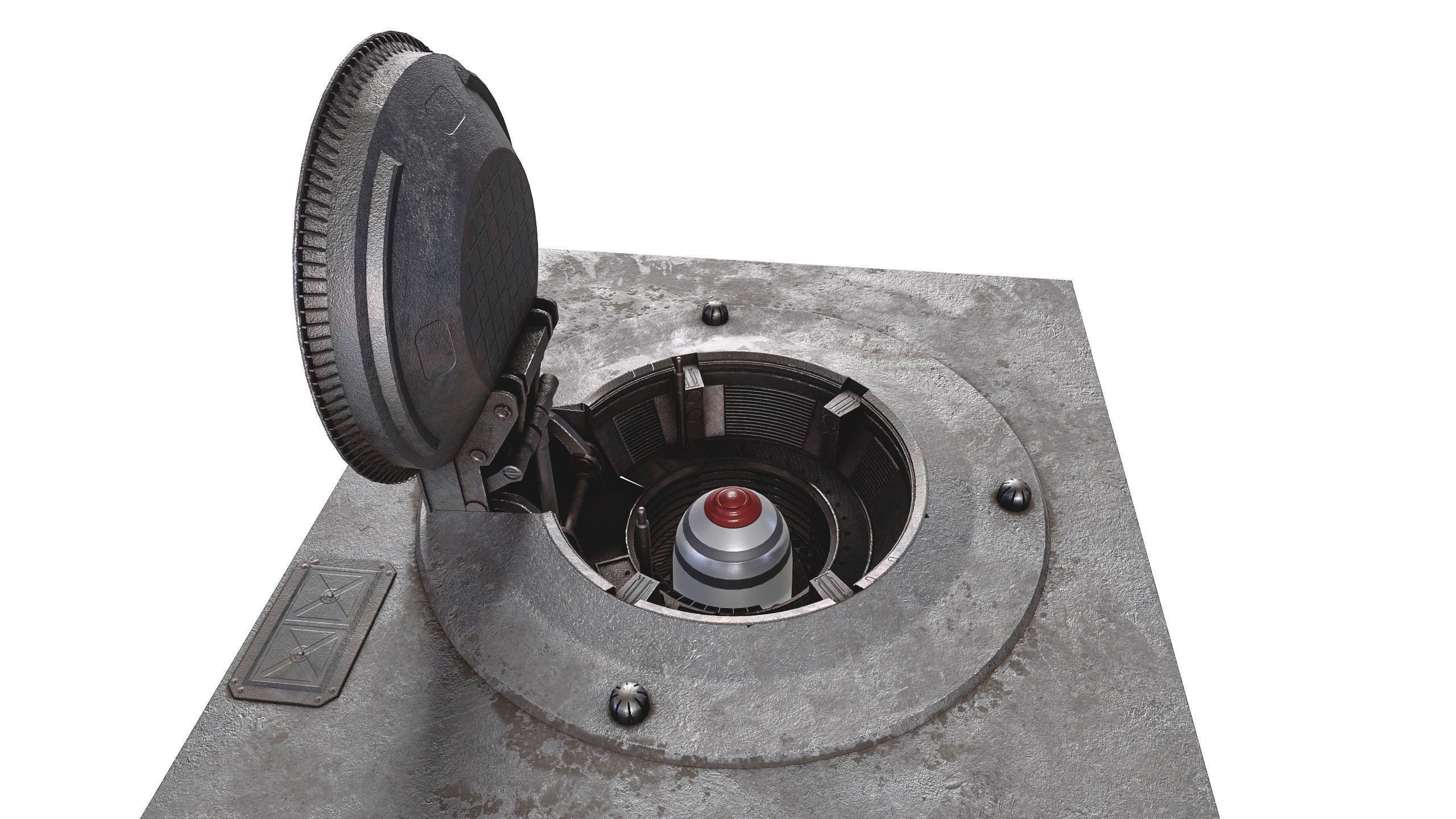 Missile Silo With Ballistic Missile Low-poly 3D model_1