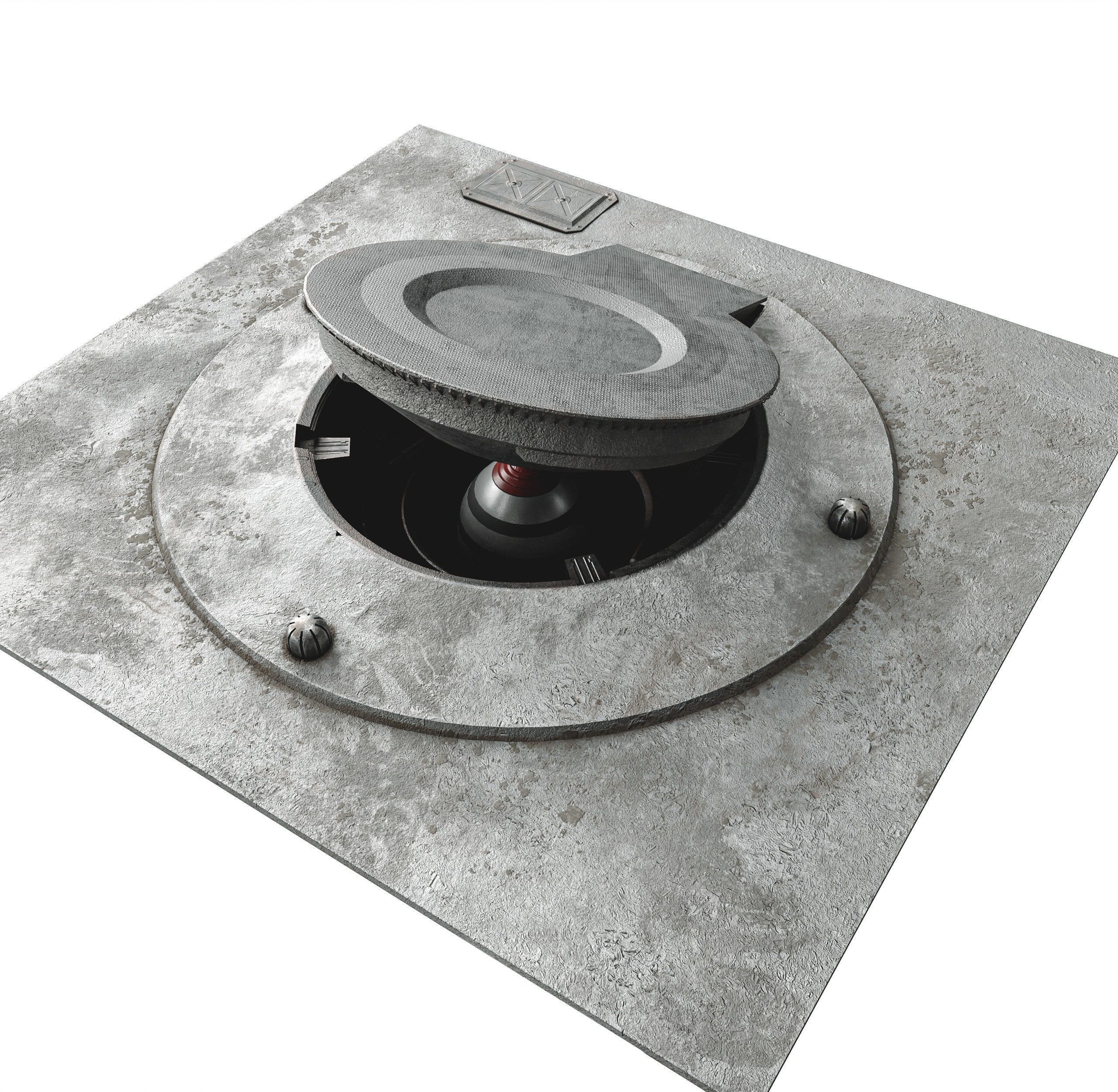 Missile Silo With Ballistic Missile Low-poly 3D model_17