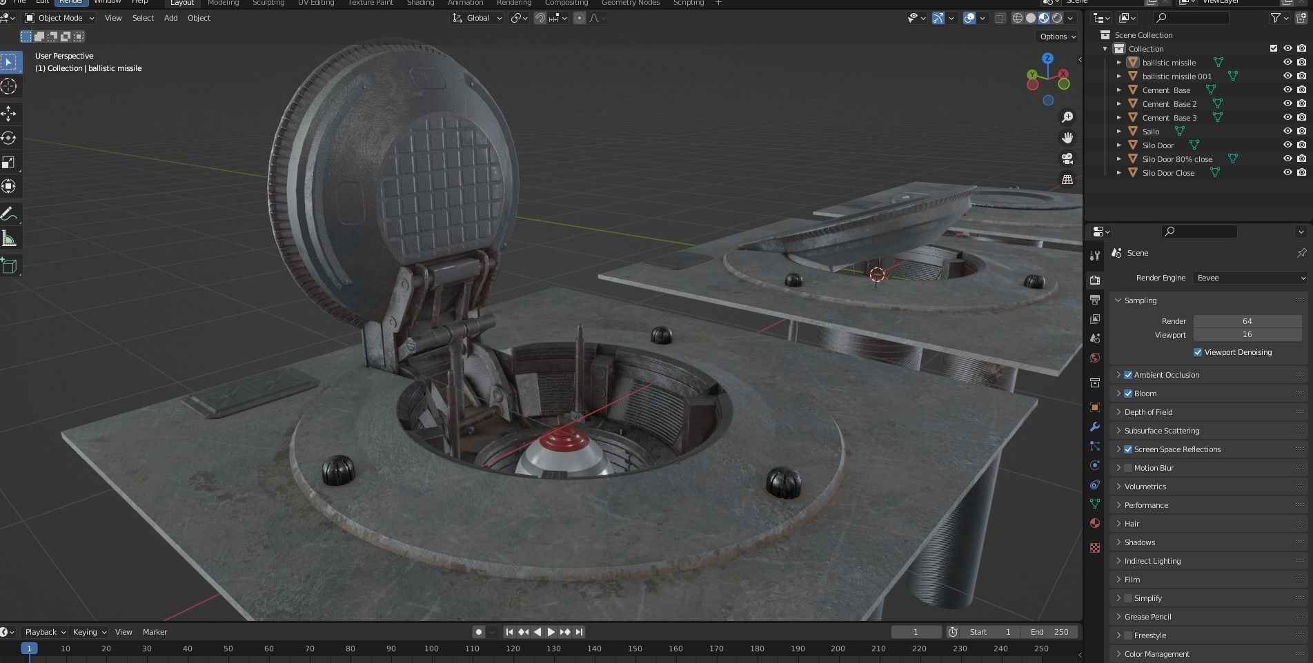 Missile Silo With Ballistic Missile Low-poly 3D model_21